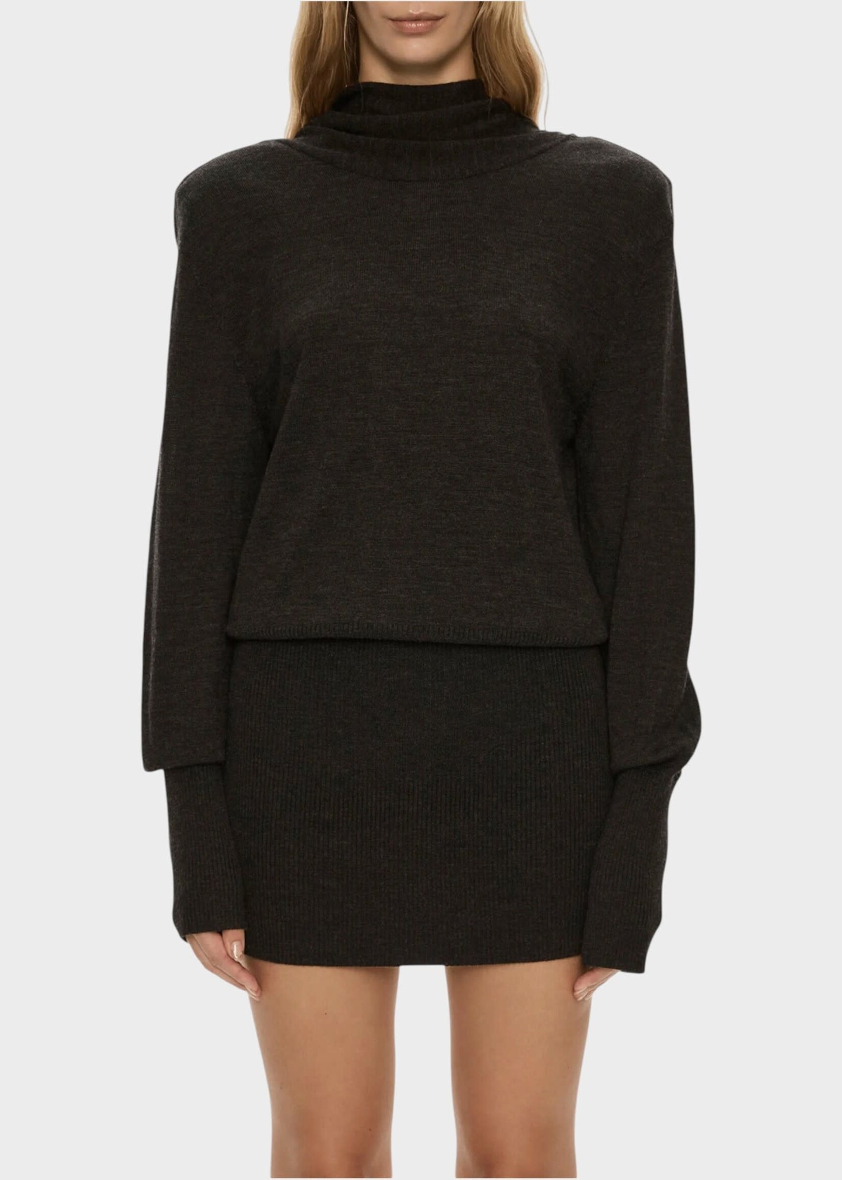 Christopher Esber Christopher Esber Dress, Grey, Cesura Cowl Merino Knit Sweater Mini Dress In Carbon