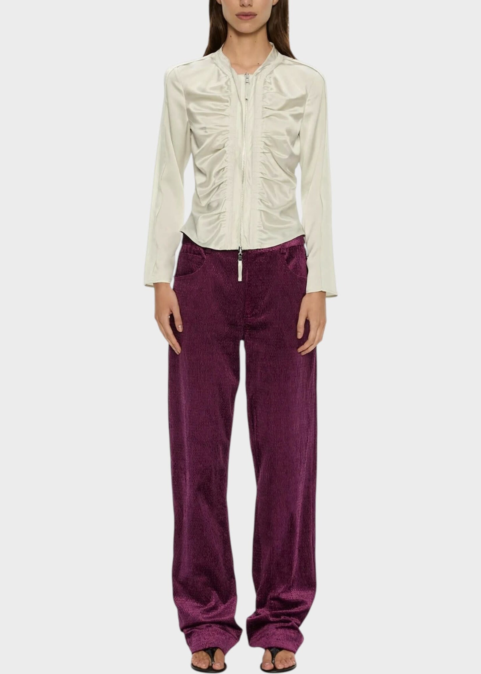 Christopher Esber Christopher Esber Jeans, Purple, Ava Sateen Corduroy Low Rise Jeans In Plum