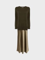 Christopher Esber Christopher Esber Dress, Green, Monument Cashmere Crew Neck Long Dress In Khaki Brown
