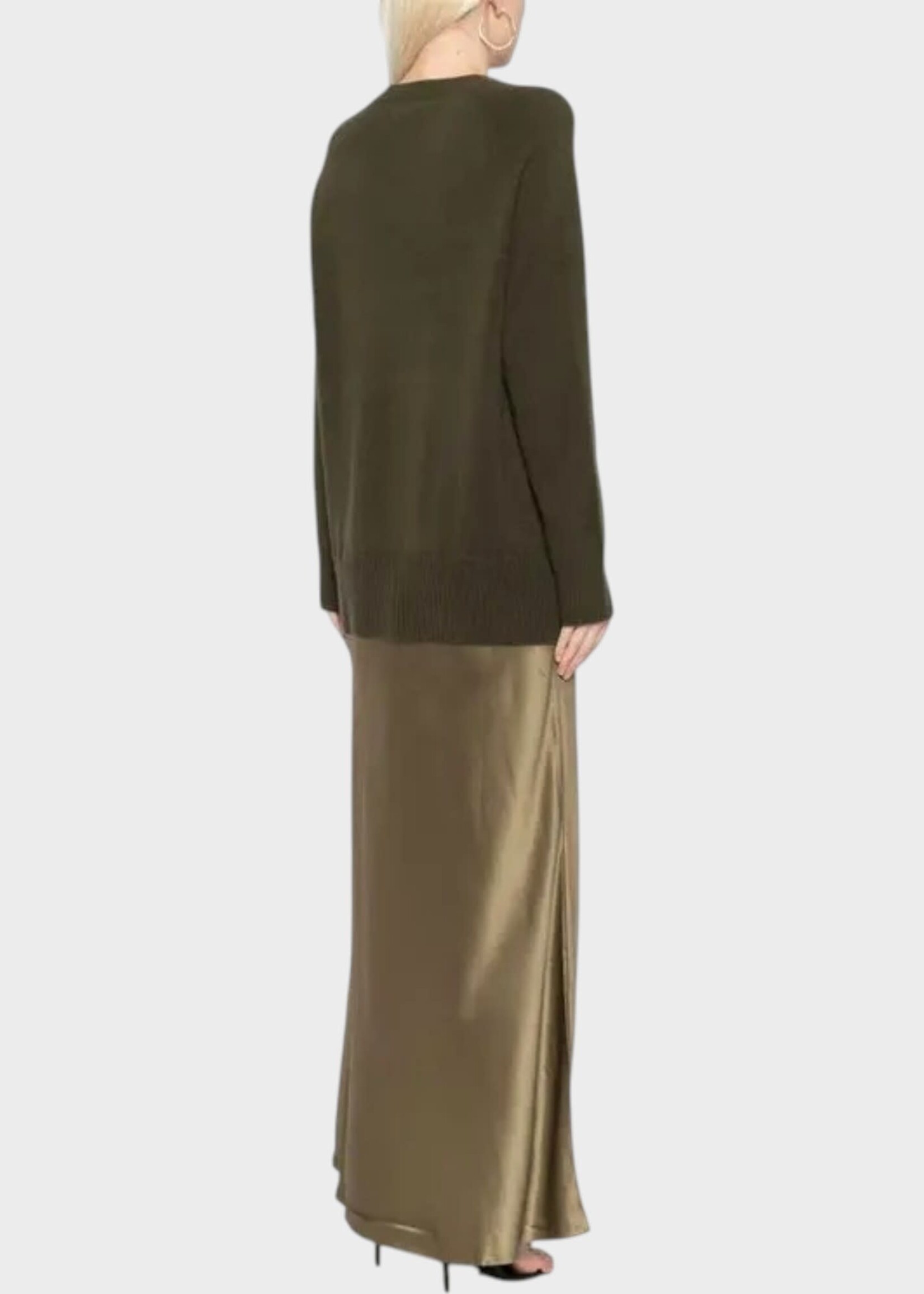 Christopher Esber Christopher Esber Dress, Green, Monument Cashmere Crew Neck Long Dress In Khaki Brown