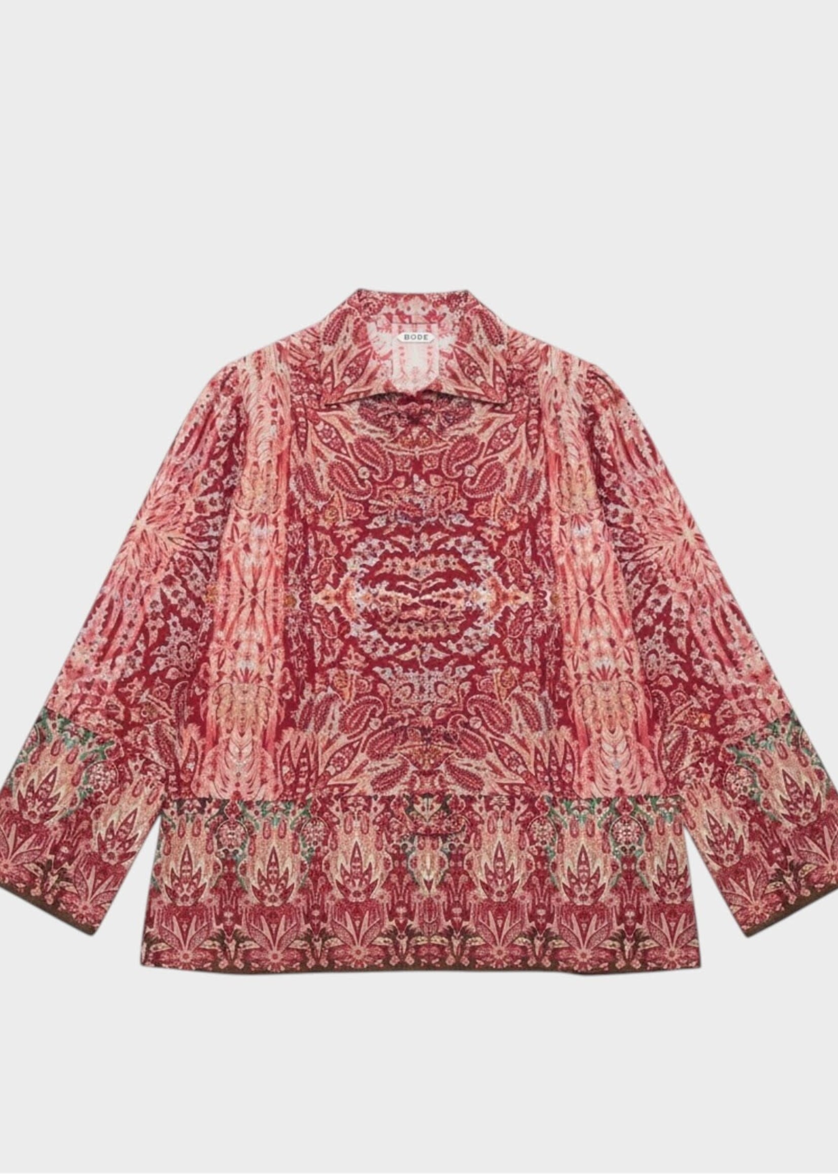 Bode Bode Shirt, Print, Arrowleaf Wool Blouse In Red Multi w/ Paisley Print