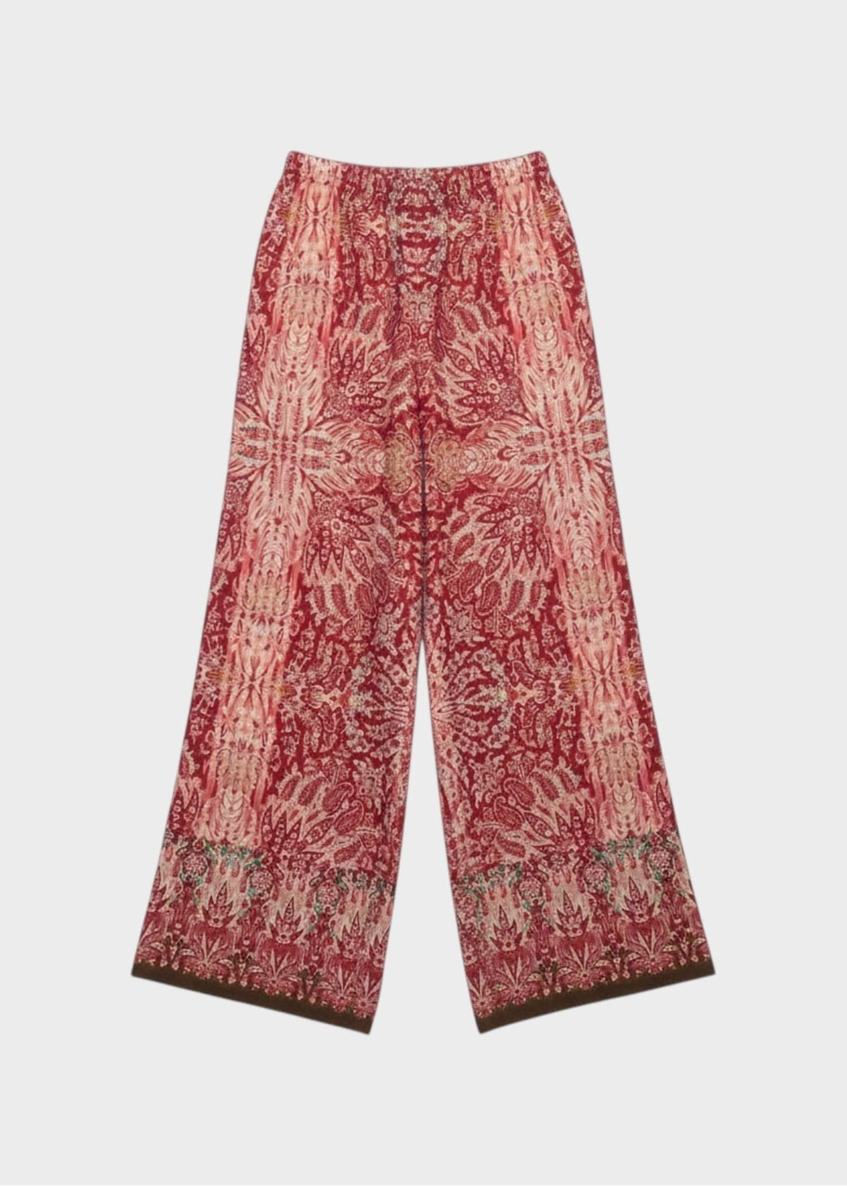 Bode Bode Trousers, Print, Arrowleaf Wool Wide Leg Pants In Red Multi w/ Paisley Print