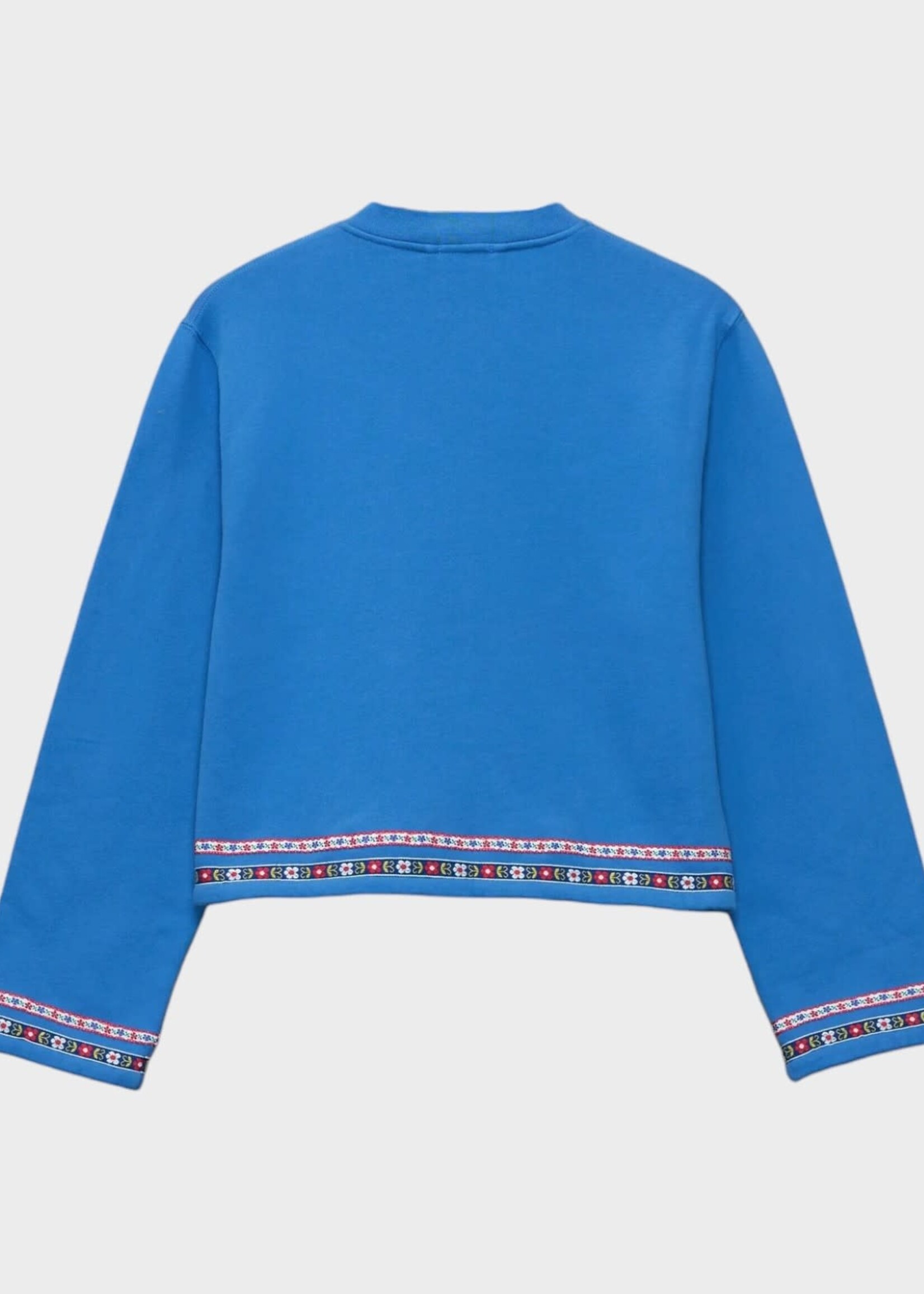 Bode Bode Knitwear, Blue, Cotton Ribbon Cardigan In Blue w/ Appliquéd Ribbons
