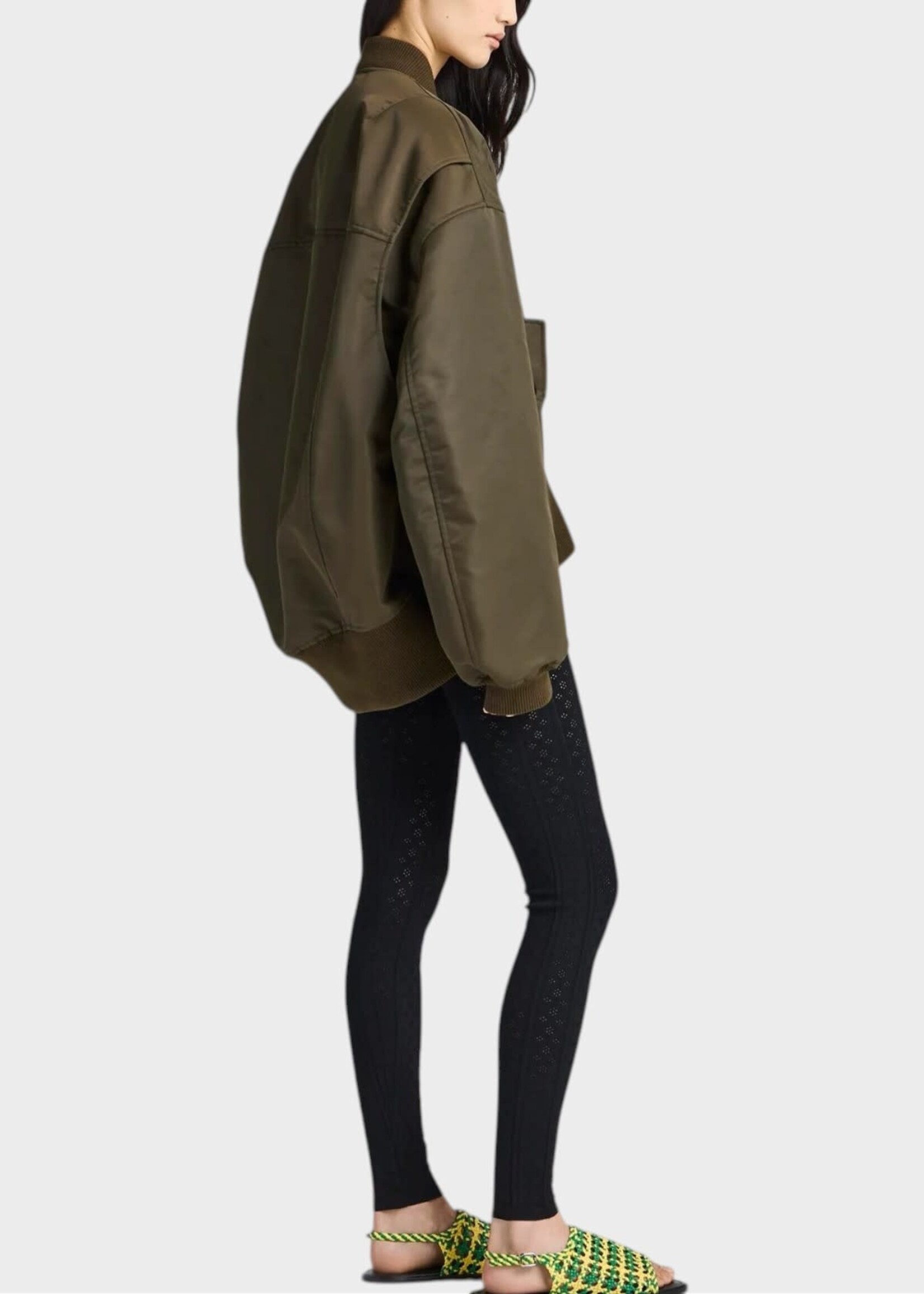 J.W.Anderson J.W.Anderson Jacket, Green, Nylon Twill Oversized Bomber Jacket In Military Green w/ Tipped Hem