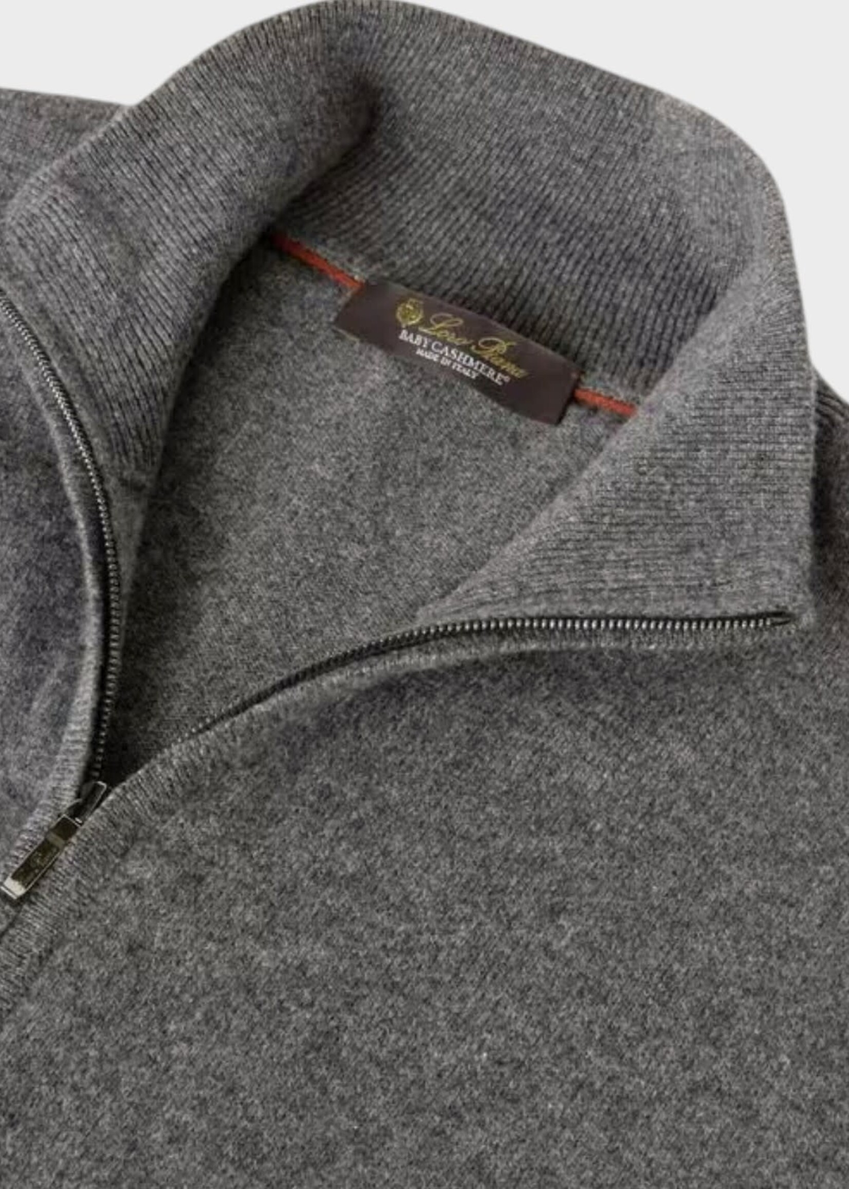 Loro Piana Loro Piana Knitwear, Grey, Baby Cashmere Classic Zipped Bomber In Grey Mélange