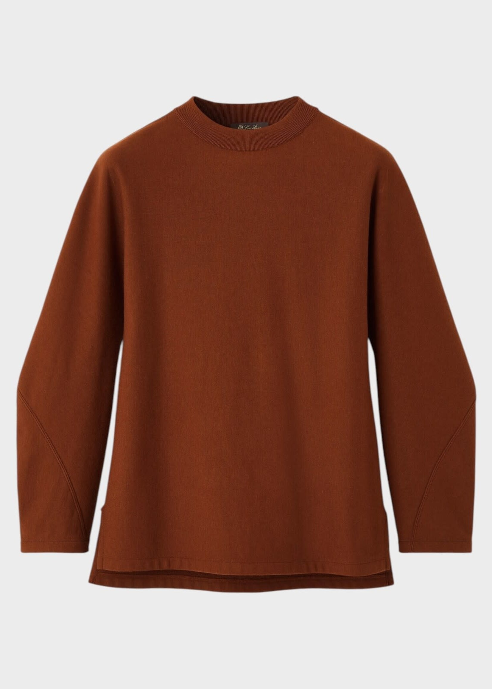 Loro Piana Loro Piana Knitwear, Brown, Neem Cashmere & Cotton Crewneck Sweatshirt In Sanguine Pencil