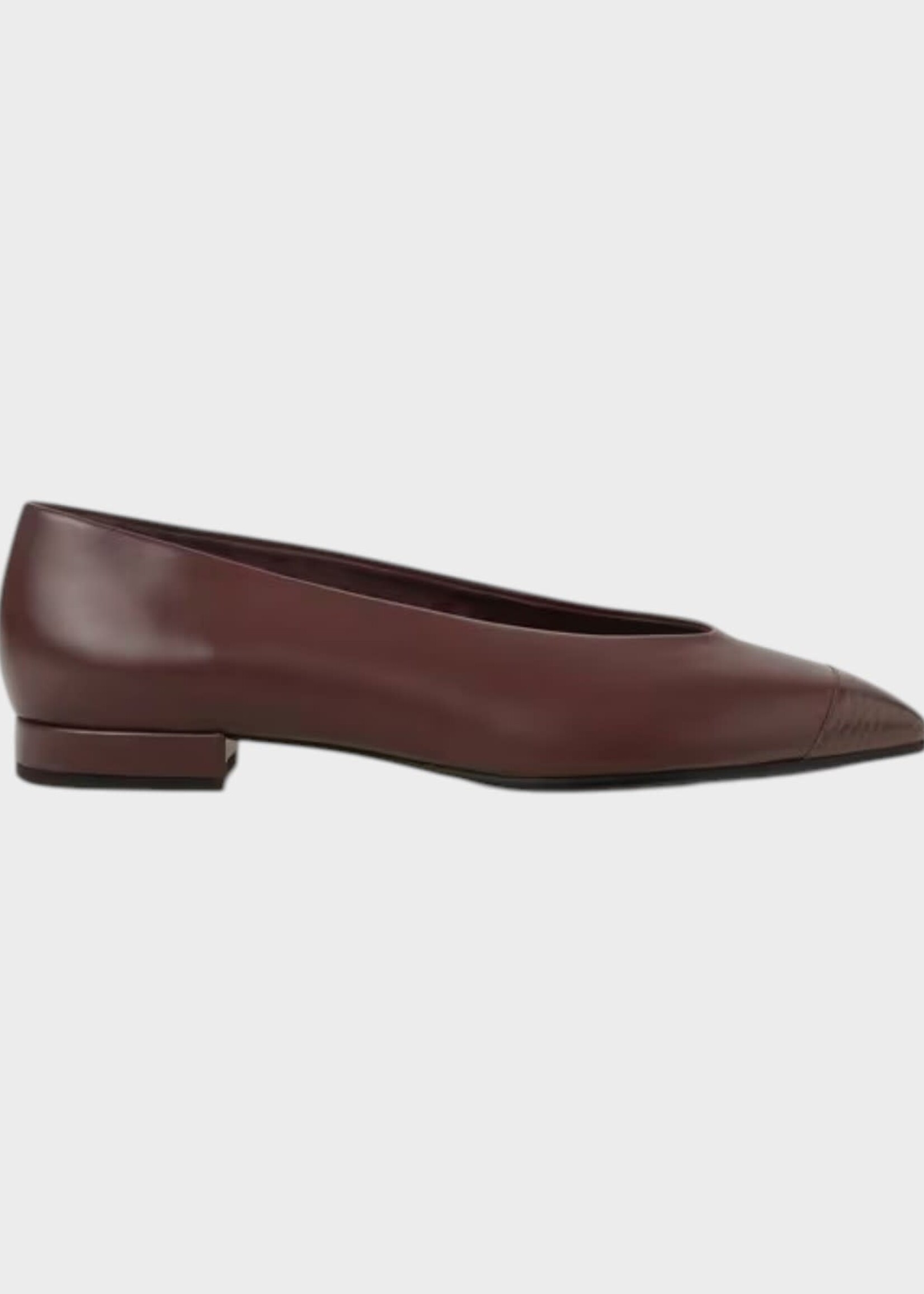 Loro Piana Loro Piana Flats, Brown, Rebecca Calfskin Cap Toe Ballerina Lux In Azuki Beans w/ Lizard Print