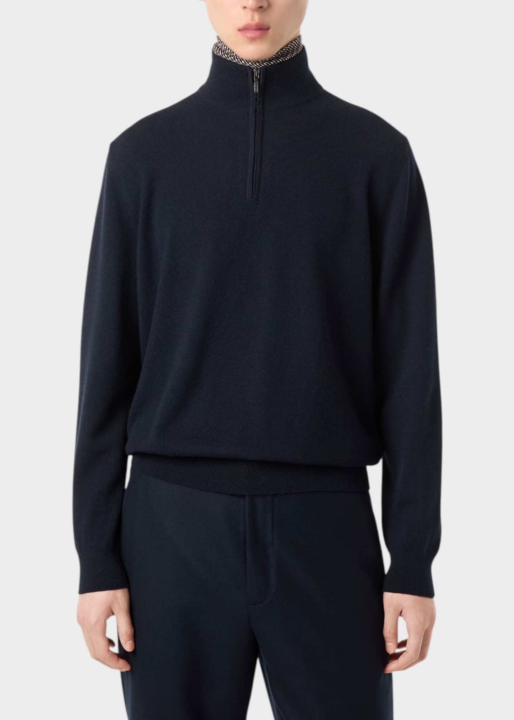 Loro Piana Loro Piana Knitwear, Navy, Baby Cashmere Classic Half Neck Sweater In Blue Navy