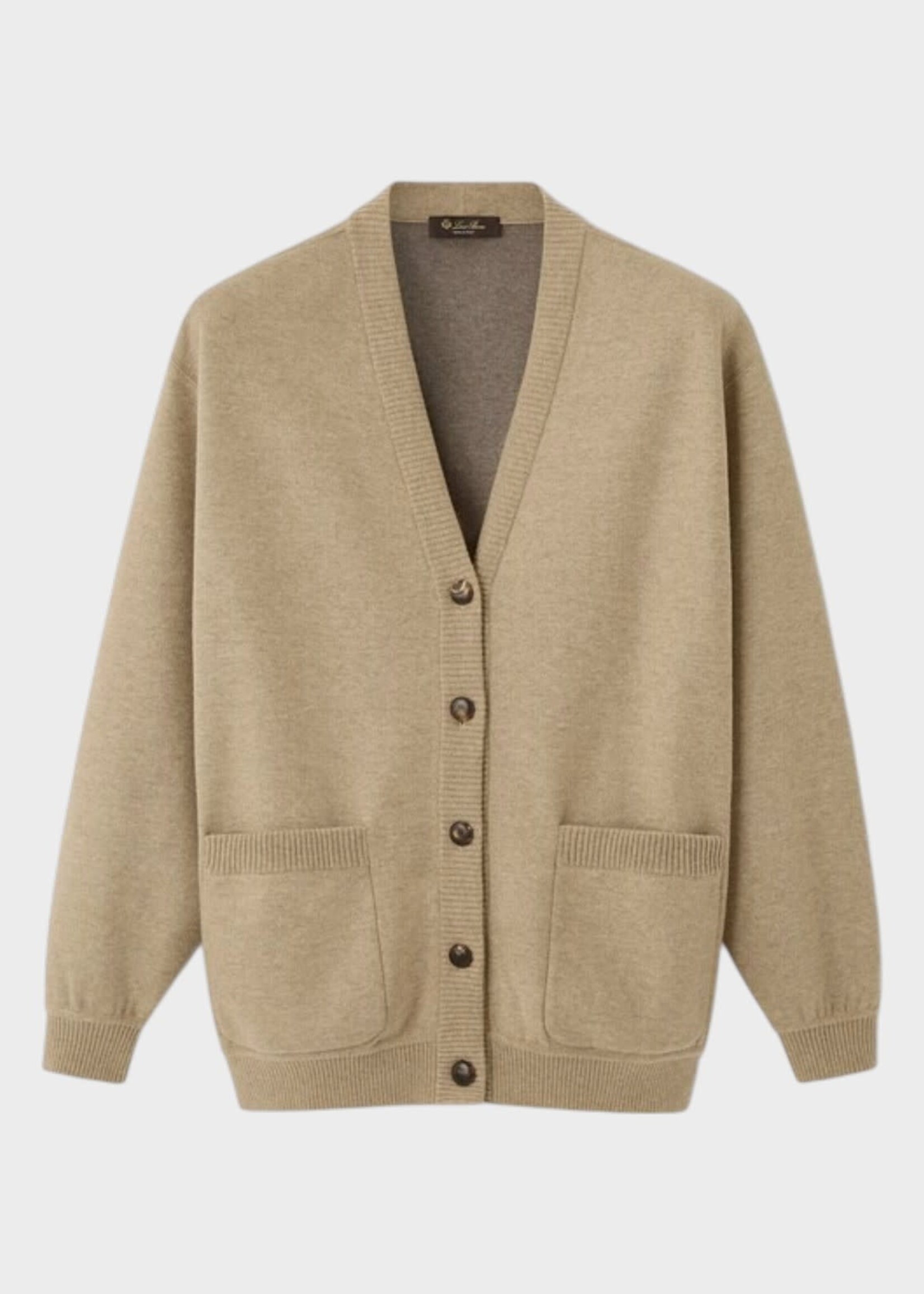 Loro Piana Loro Piana Knitwear, Beige, Rio Bodro Cashmere V-Neck Cardigan In Warm Sand Mélange