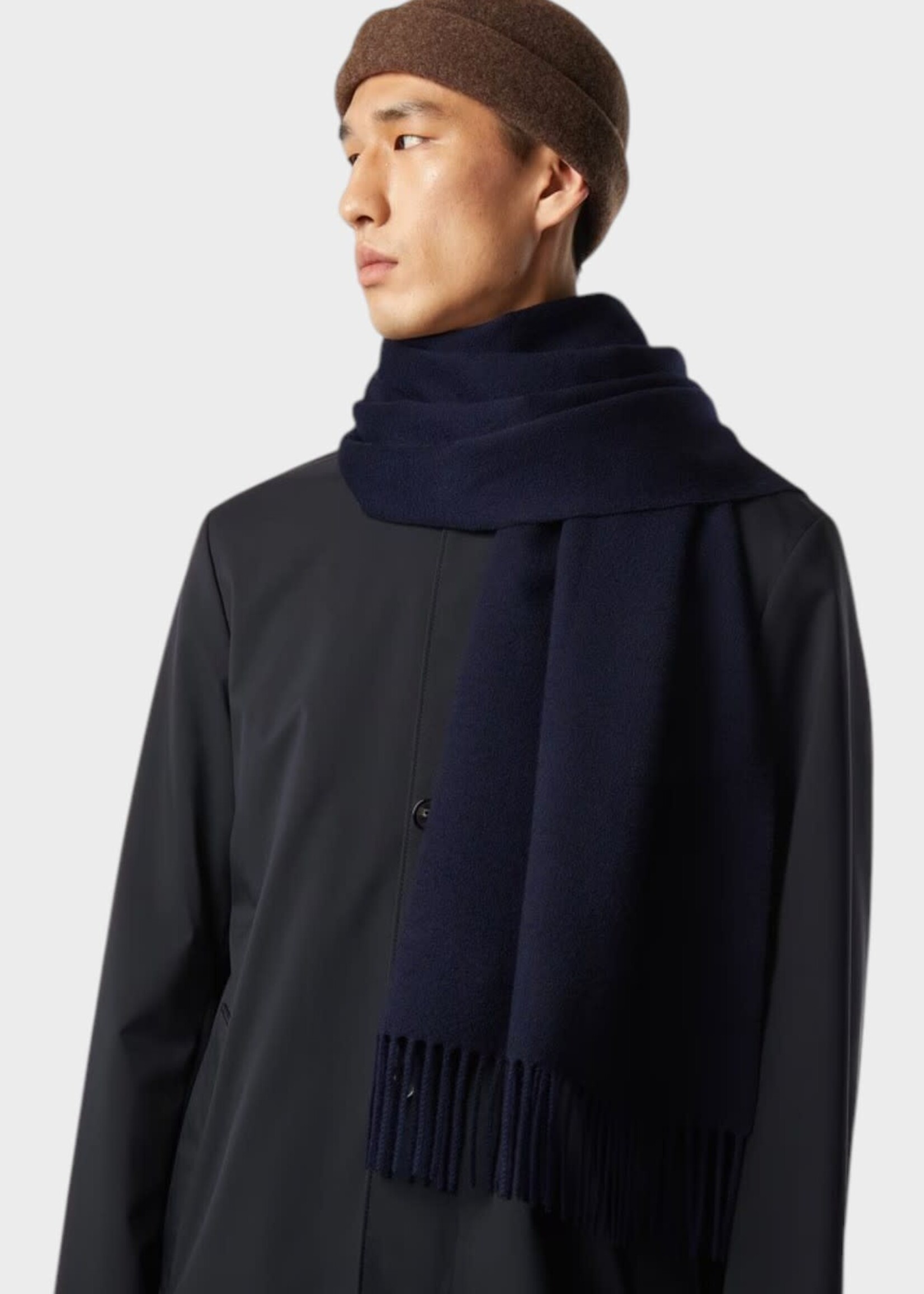Loro Piana Loro Piana Scarf, Multi, Baby Cashmere Two Tone Scarf In Blue Navy & Black w/ Fringes