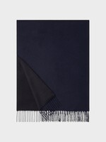 Loro Piana Loro Piana Scarf, Multi, Baby Cashmere Two Tone Scarf In Blue Navy & Black w/ Fringes