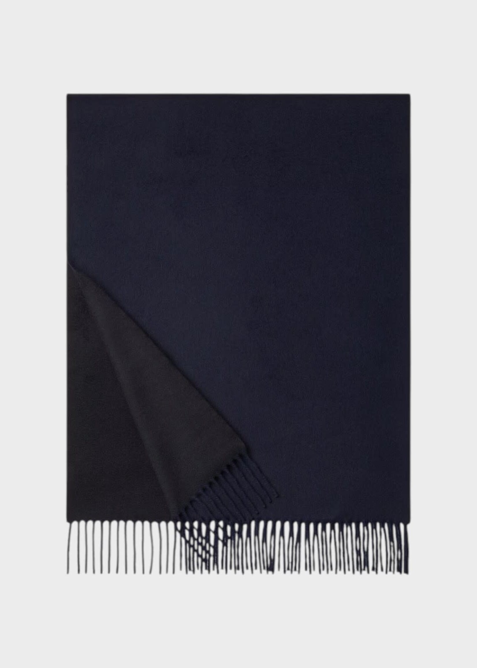 Loro Piana Loro Piana Scarf, Multi, Baby Cashmere Two Tone Scarf In Blue Navy & Black w/ Fringes