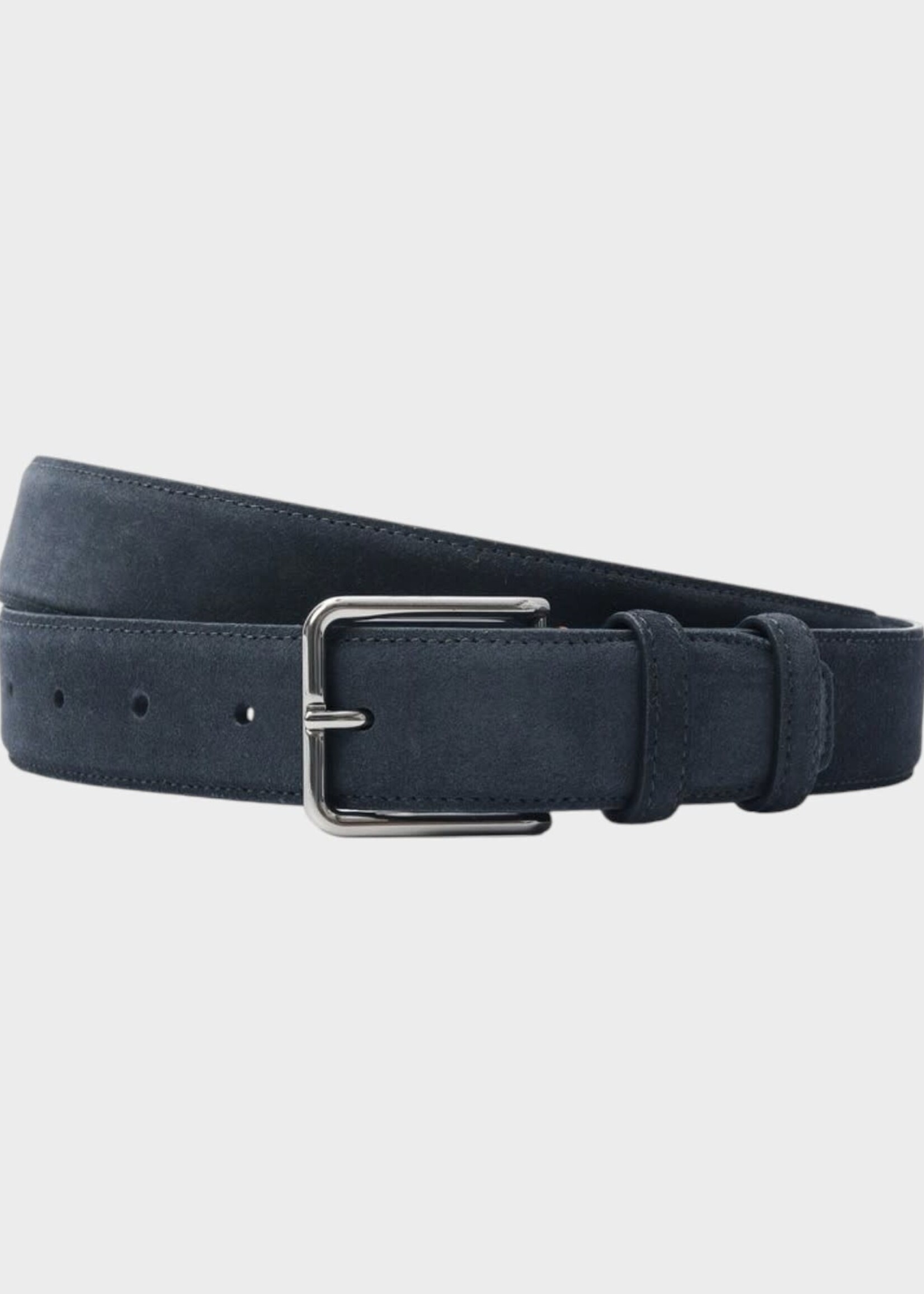 Loro Piana Loro Piana Belt, Blue, Mayfair Suede Belt In Classic Blu & Light Onyx