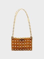 Rabanne Rabanne Bag, Yellow, 1969 Nano Iconic Disc Bag In Ocre w/ Crystals