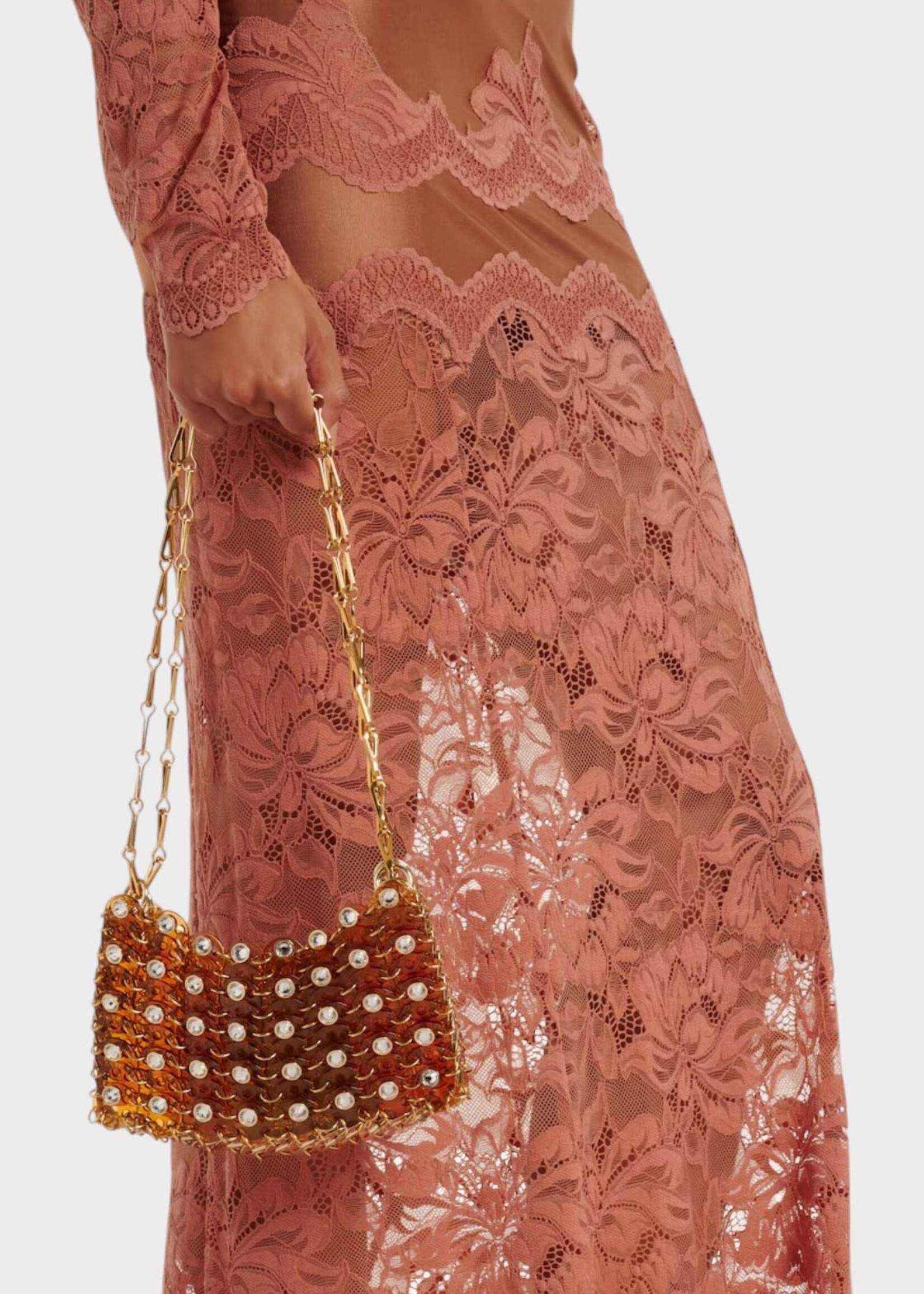 Rabanne Rabanne Bag, Yellow, 1969 Nano Iconic Disc Bag In Ocre w/ Crystals