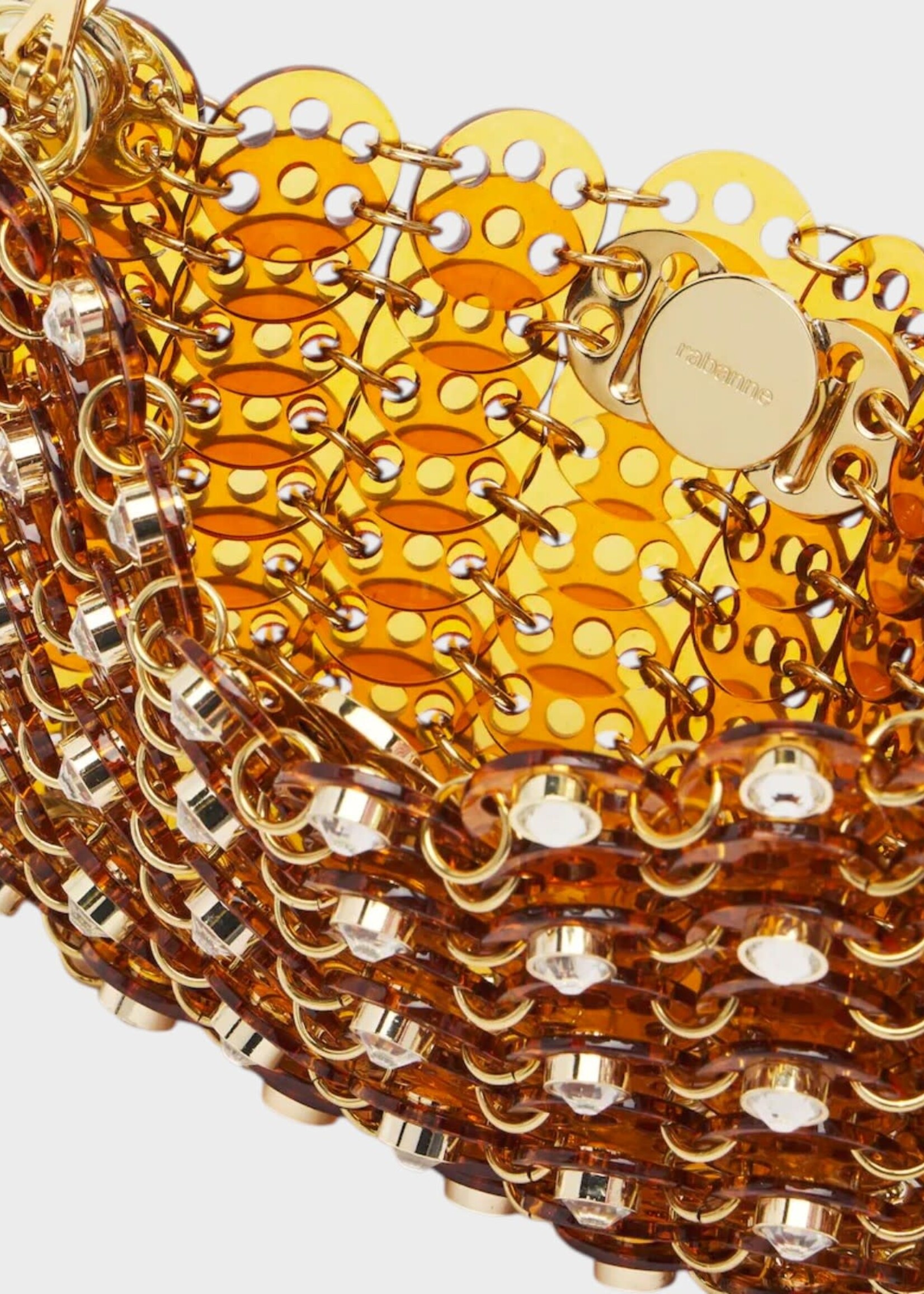 Rabanne Rabanne Bag, Yellow, 1969 Nano Iconic Disc Bag In Ocre w/ Crystals