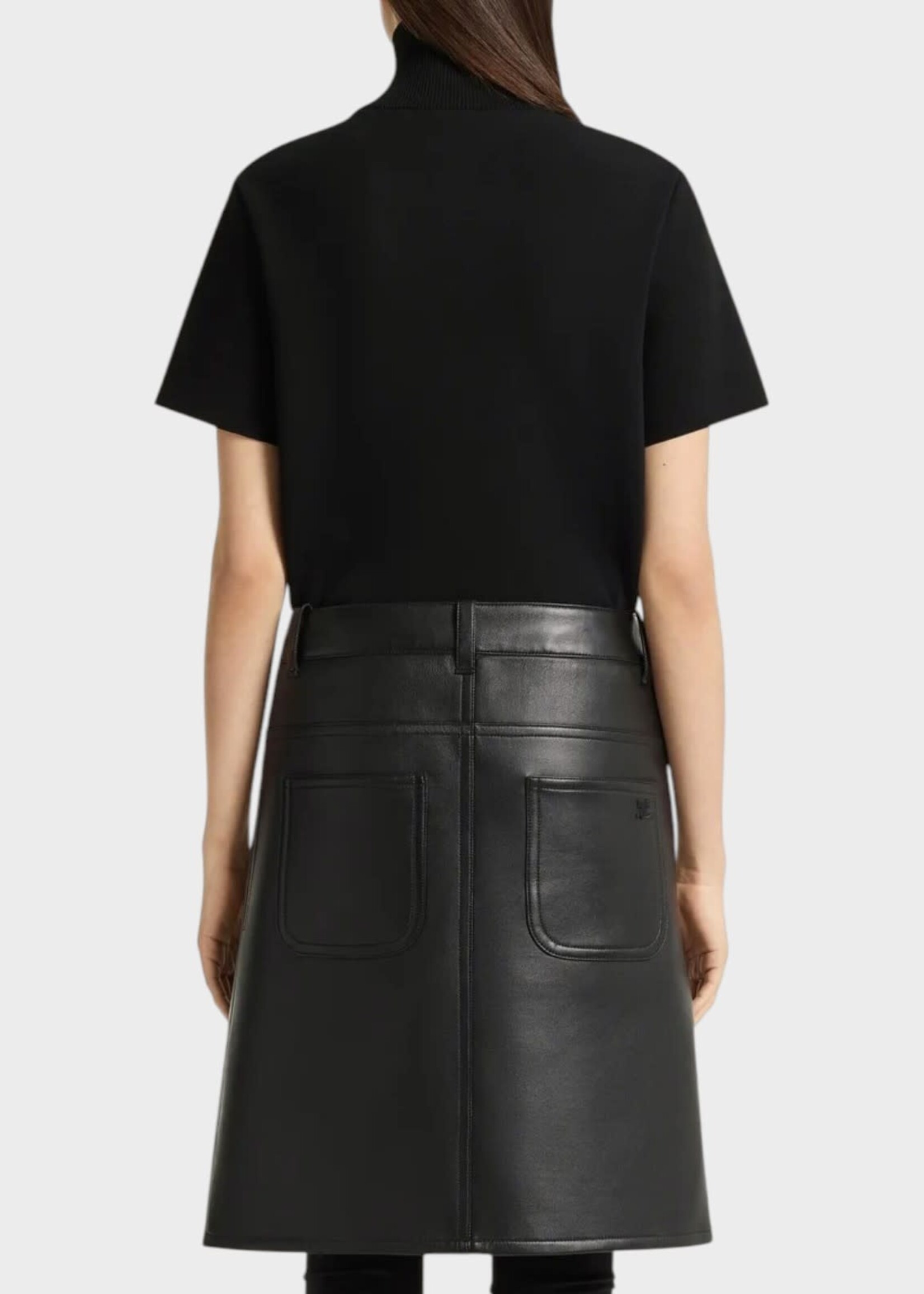 Courreges Courreges Top, Black, Milano Zipped Mock neck Short Sleeve Top In Black