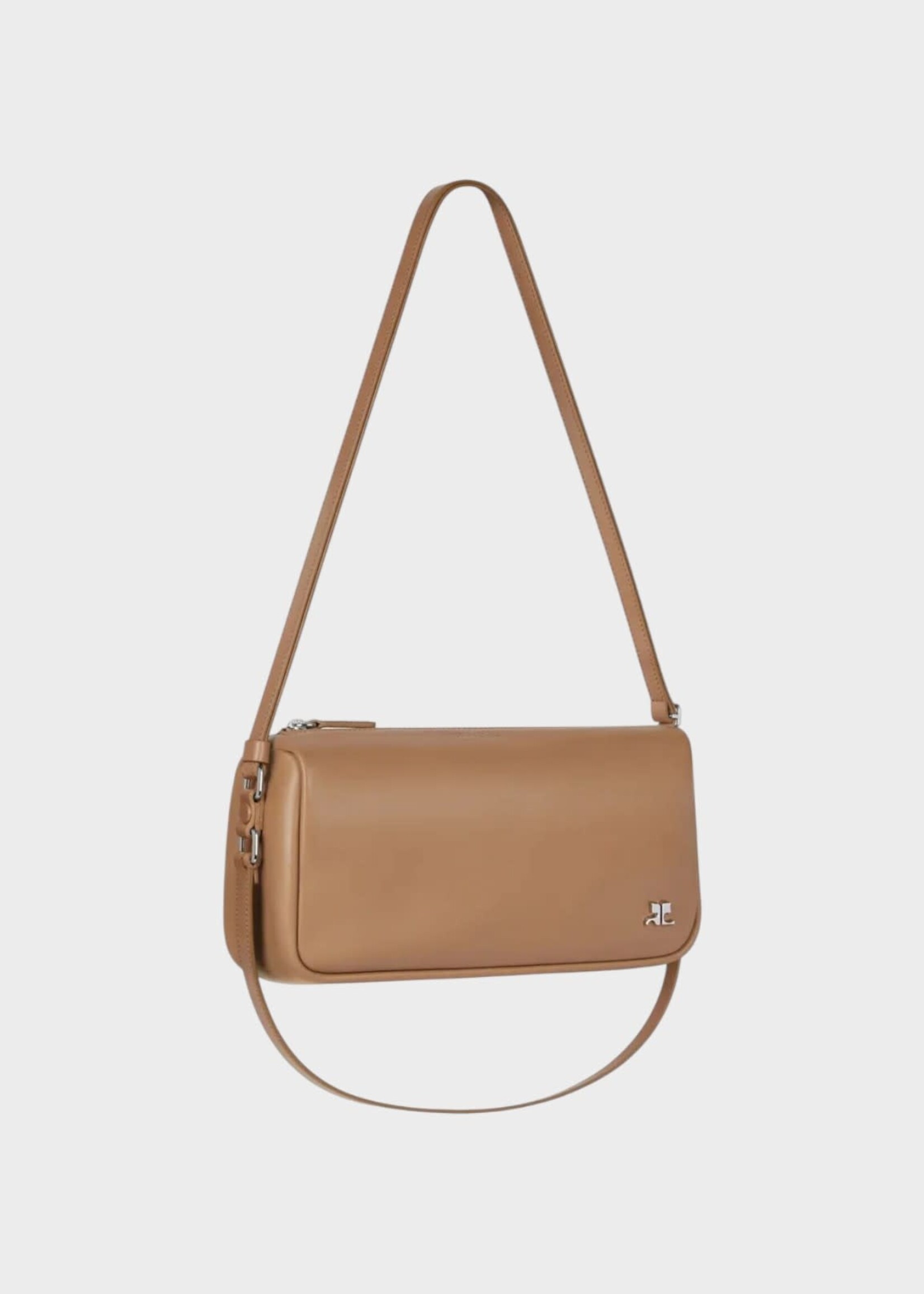 Courreges Courreges Bag, Brown, Three Sixty Calf Leather Small Shoulder Bag In Bronze