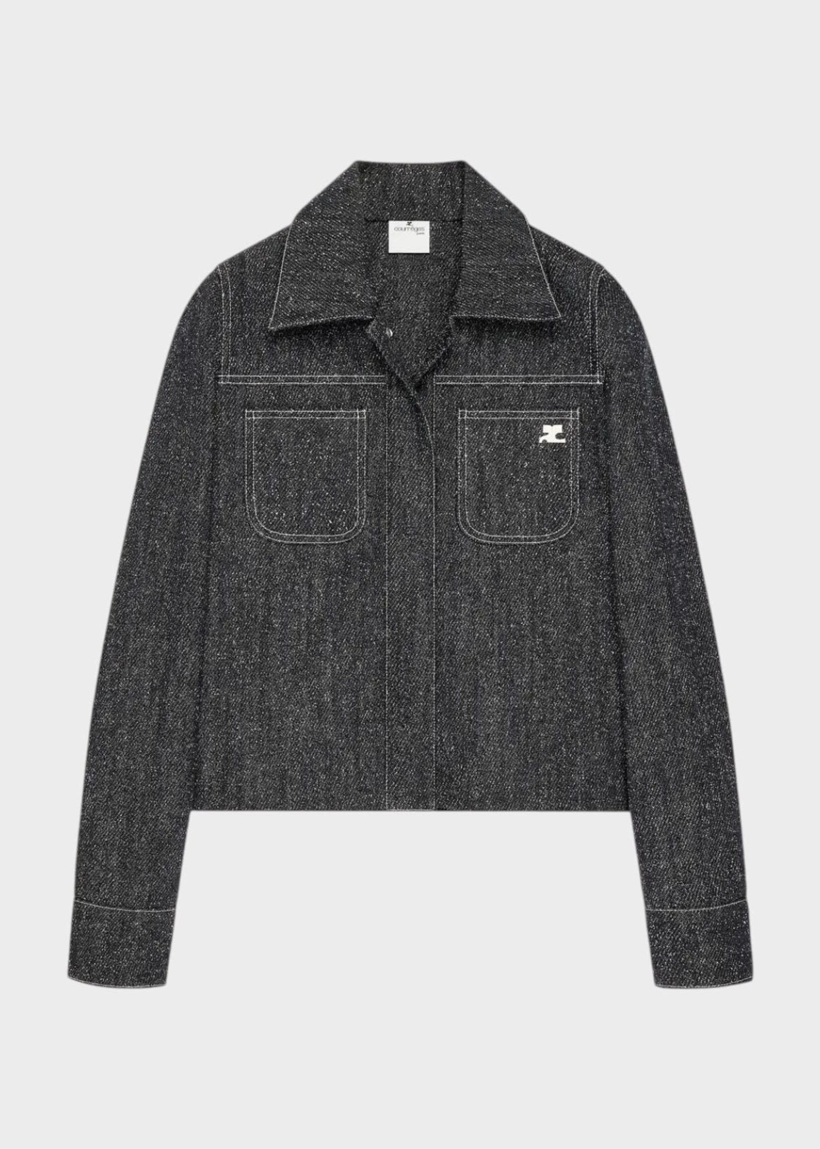 Courreges Courreges Jacket, Grey, Denim Tweed Overshirt In Black & Heritage White