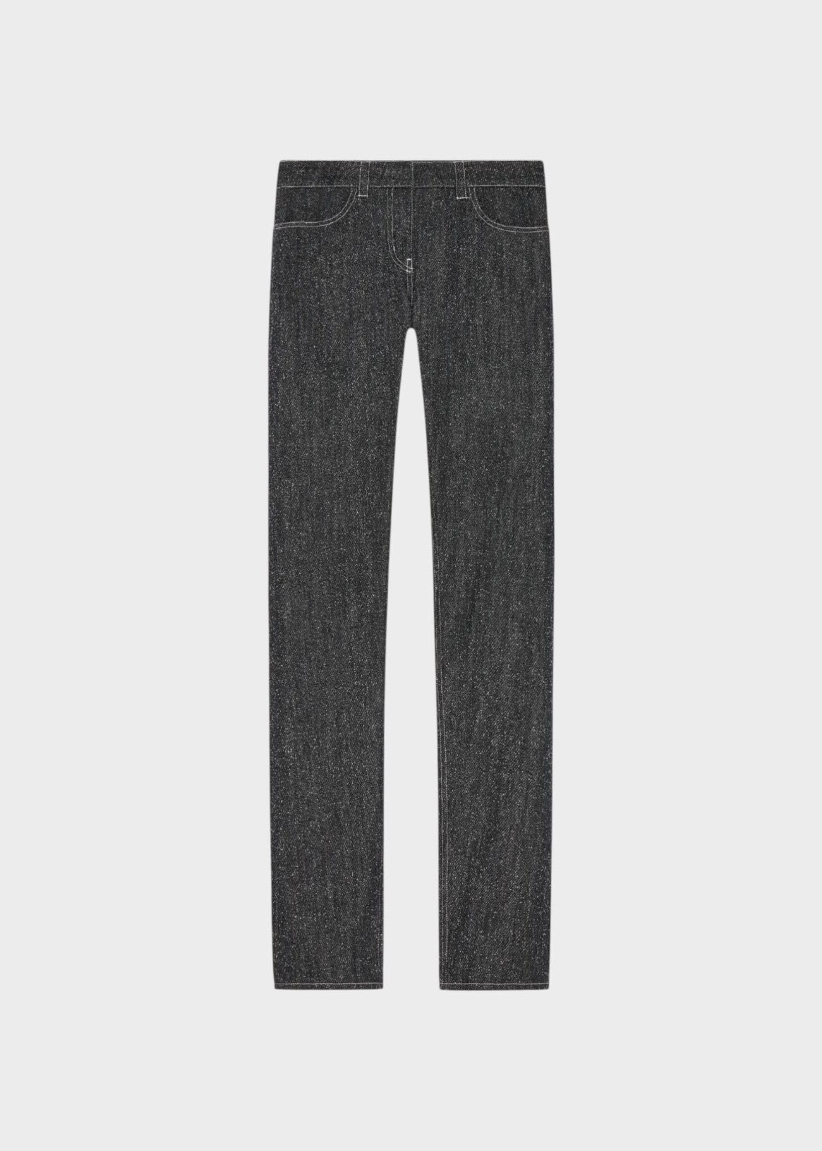 Courreges Courreges Trousers, Grey, Snap Denim Tweed Straight Pants In Black & Heritage White