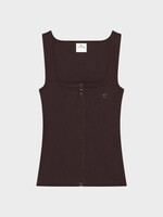 Courreges Courreges Top, Brown, 90'S Rib Zipped Tank Top In Chocolate