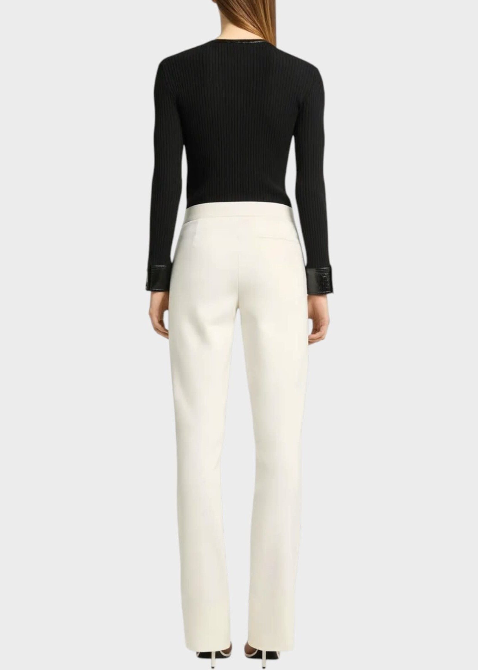 Courreges Courreges Knitwear, Black, Crew Neck Contrasted Vinyl Rib Knit Cardigan In Black