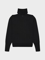 Courreges Courreges Knitwear, Black, Merino Wool High Neck Cut Out Sweater In Black