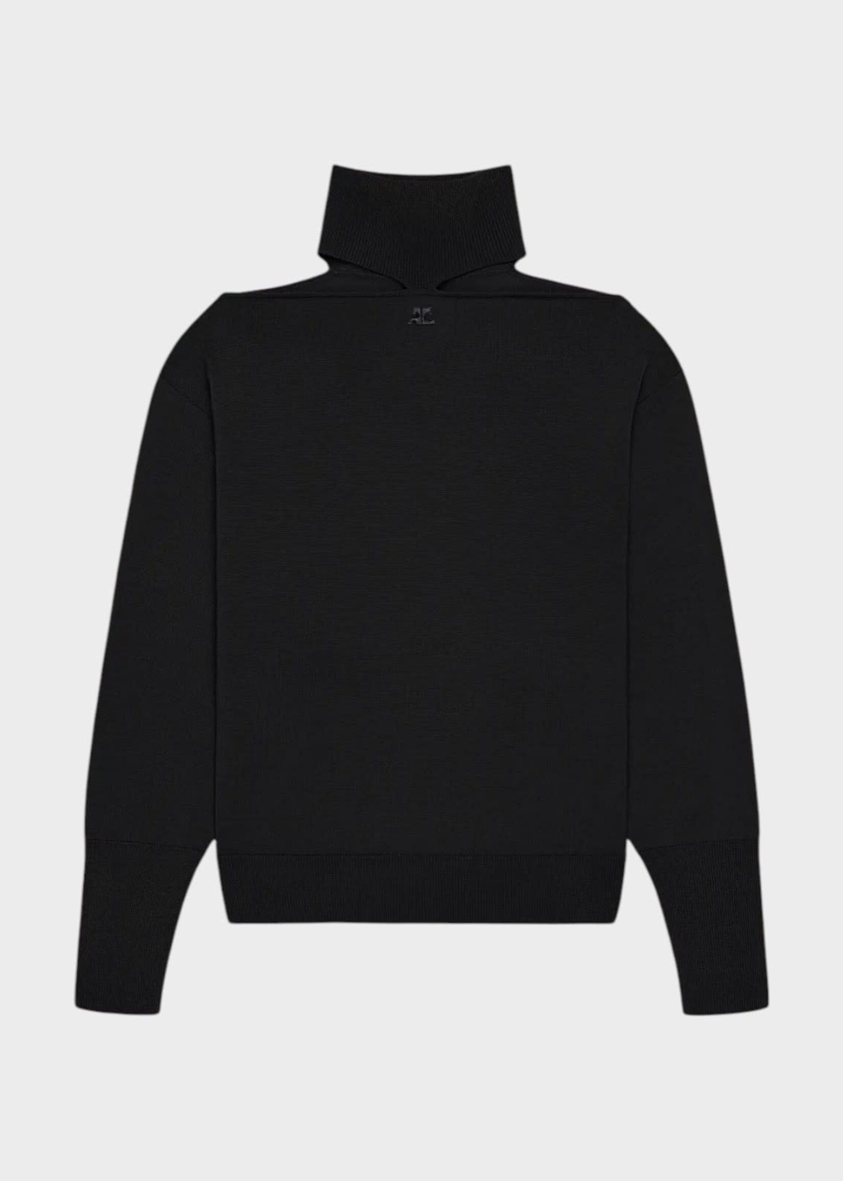 Courreges Courreges Knitwear, Black, Merino Wool High Neck Cut Out Sweater In Black