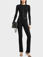 Courreges Courreges Trousers, Black, Contrasted Vinyl Rib Knit Flare Pants In Black