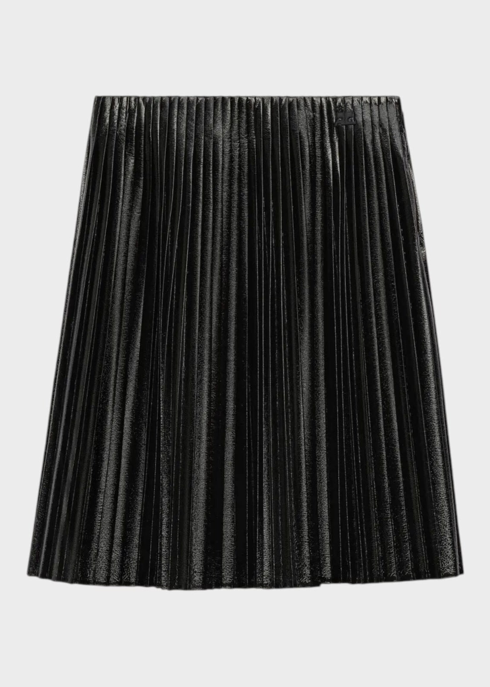 Courreges Courreges Skirt, Black, Pleated Vinyl Mini Skirt In Black