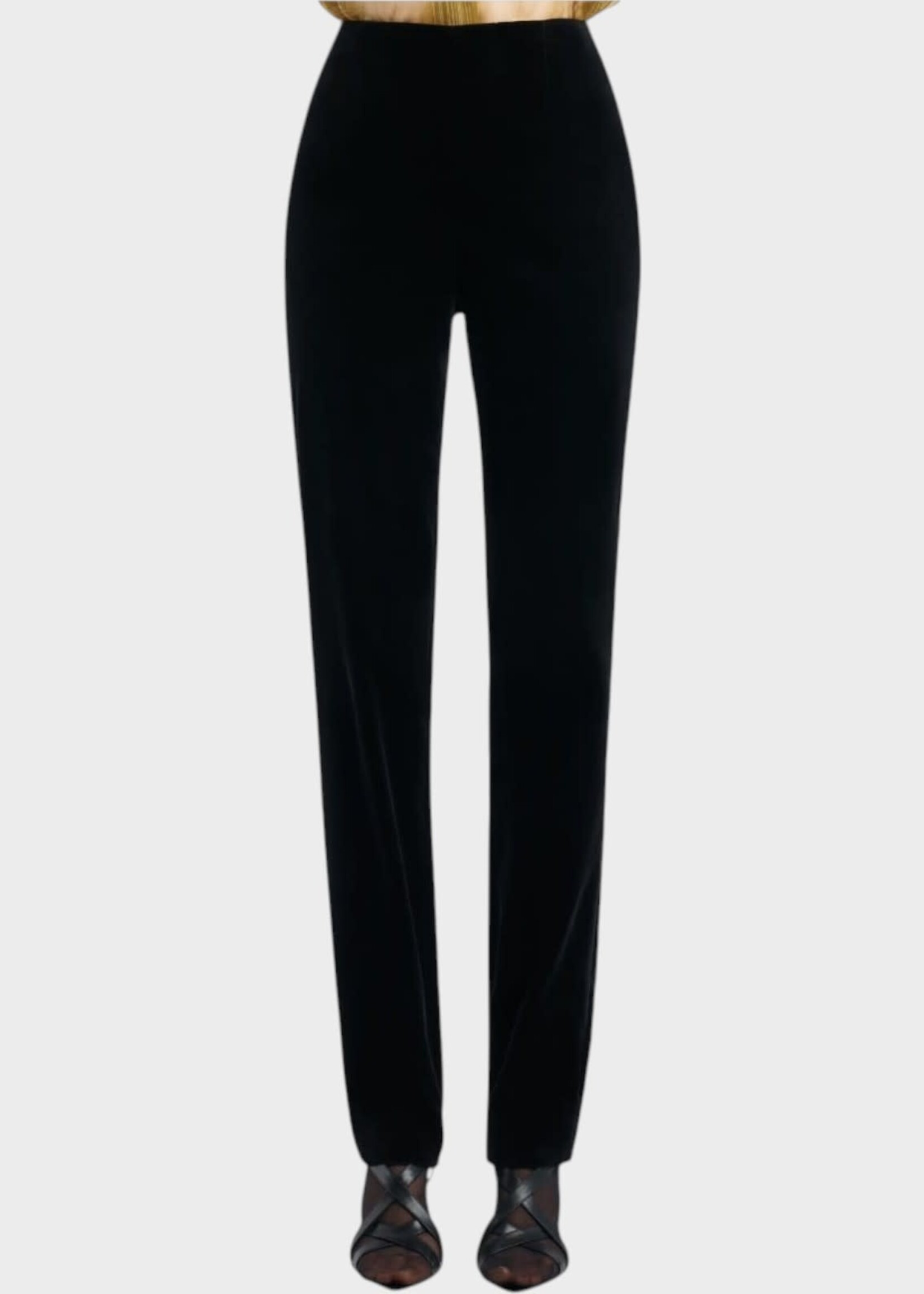 Khaite Khaite Trousers, Black, Ryden Velvet High Waisted Pants In Black