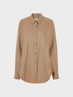 Khaite Khaite Shirt, Brown, Goya Wool & Cashmere Collared Top In Desert Sand