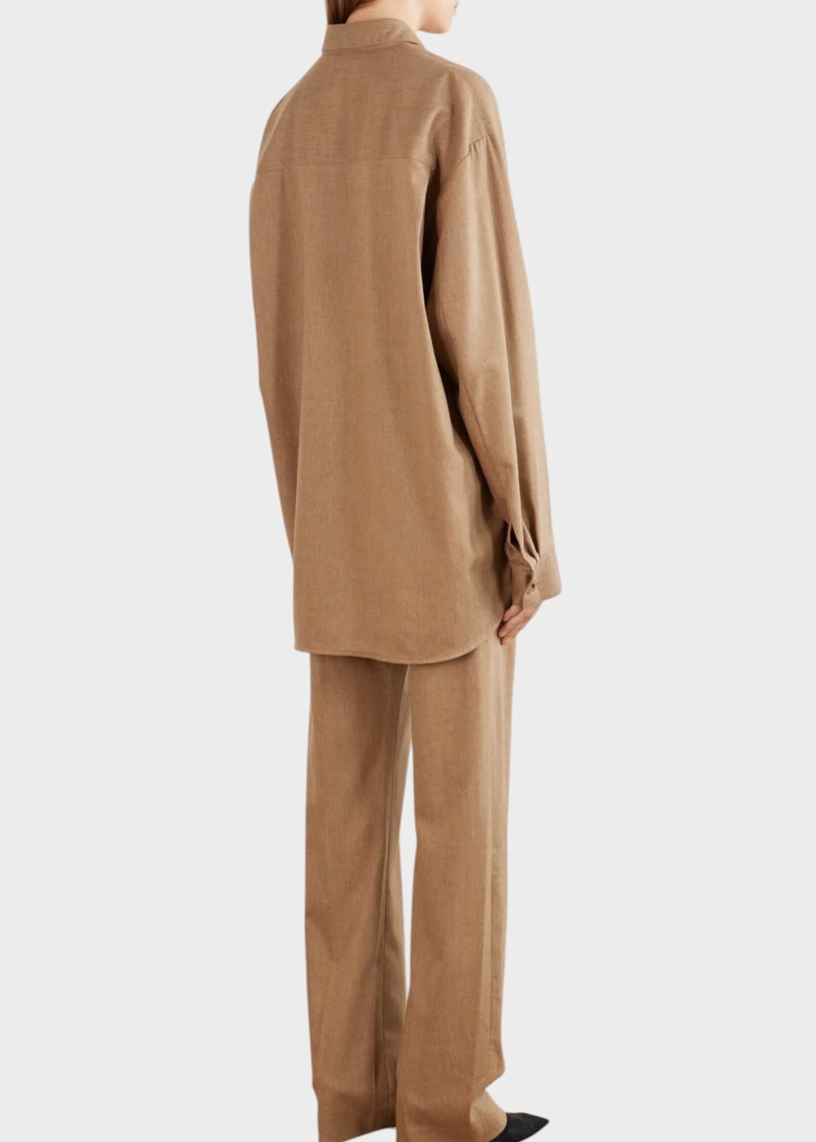 Khaite Khaite Shirt, Brown, Goya Wool & Cashmere Collared Top In Desert Sand