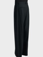 Khaite Khaite Trousers, Black, August Wool Mid Rise Pleated Pants In Black