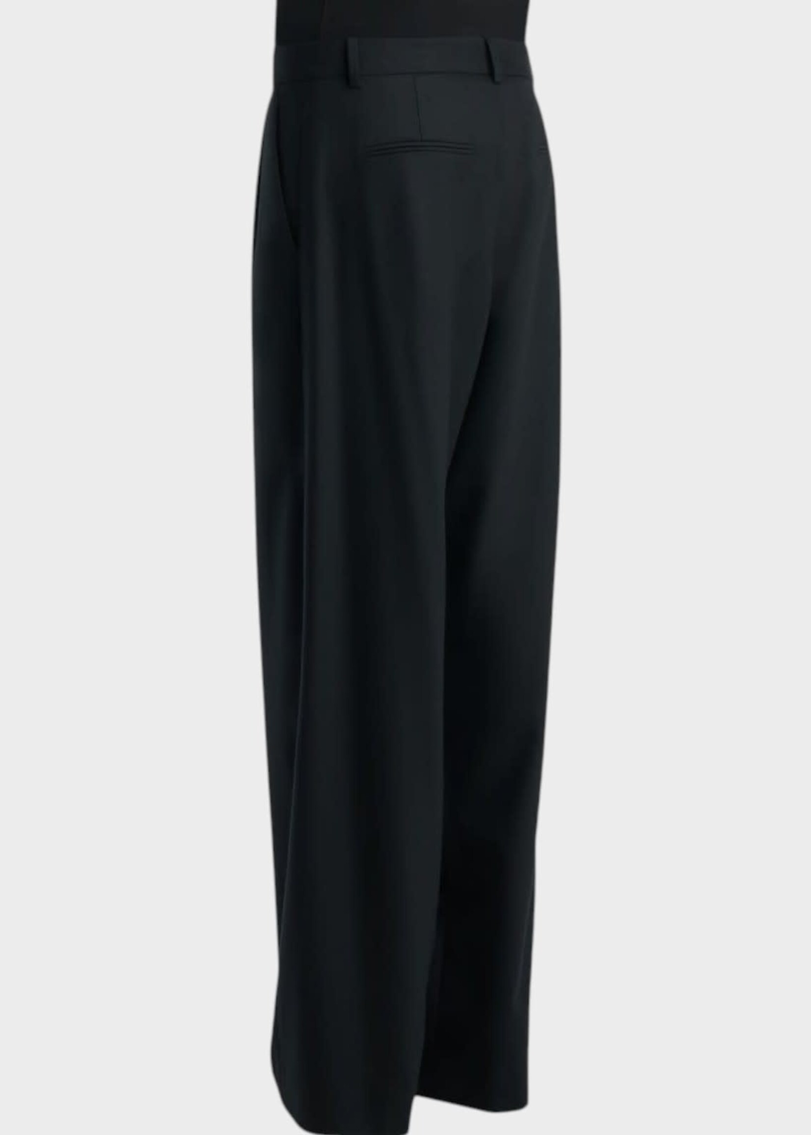 Khaite Khaite Trousers, Black, August Wool Mid Rise Pleated Pants In Black