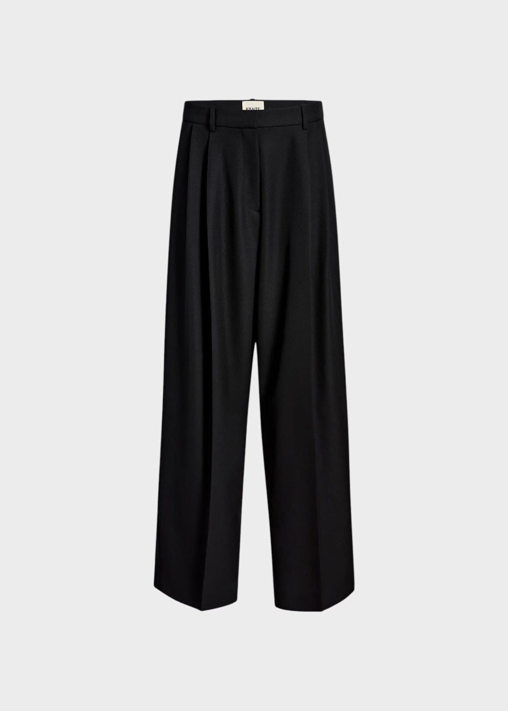 Khaite Khaite Trousers, Black, August Wool Mid Rise Pleated Pants In Black