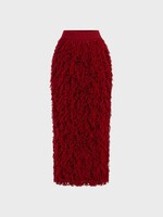 Ashlyn Ashlyn Skirt, Red, Curly Virgin Wool Fringed Long Skirt In Dark Red