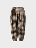 Ashlyn Ashlyn Trousers, Print, Blaine Linen & Wool Pants In Black & Tan w/ Check Print