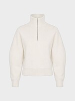 Ashlyn Ashlyn Knitwear, White, Vale Merino Wool Half Zip Sweater In Ivory
