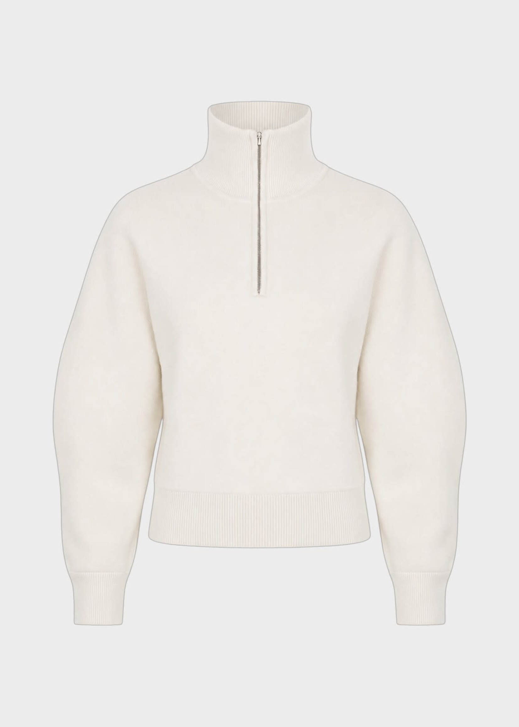 Ashlyn Ashlyn Knitwear, White, Vale Merino Wool Half Zip Sweater In Ivory