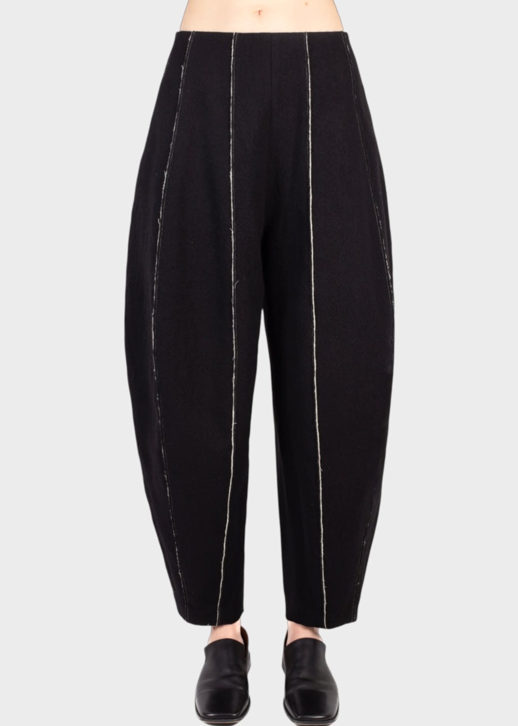 Ashlyn Ashlyn Trousers, Black, Pallin Wool Paneled Cropped Pants In Black w/ Raw Edge