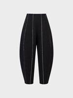 Ashlyn Ashlyn Trousers, Black, Pallin Wool Paneled Cropped Pants In Black w/ Raw Edge