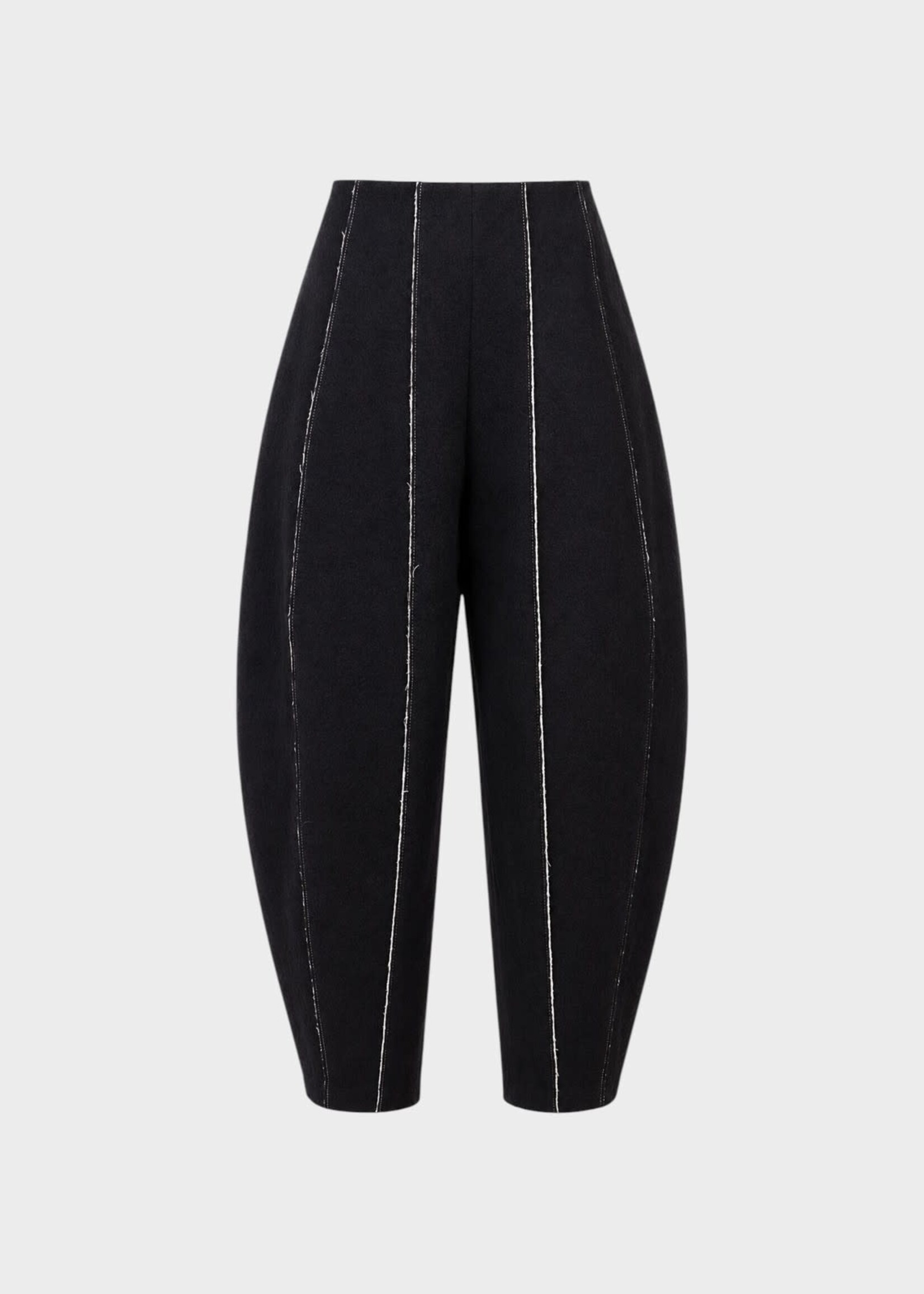 Ashlyn Ashlyn Trousers, Black, Pallin Wool Paneled Cropped Pants In Black w/ Raw Edge