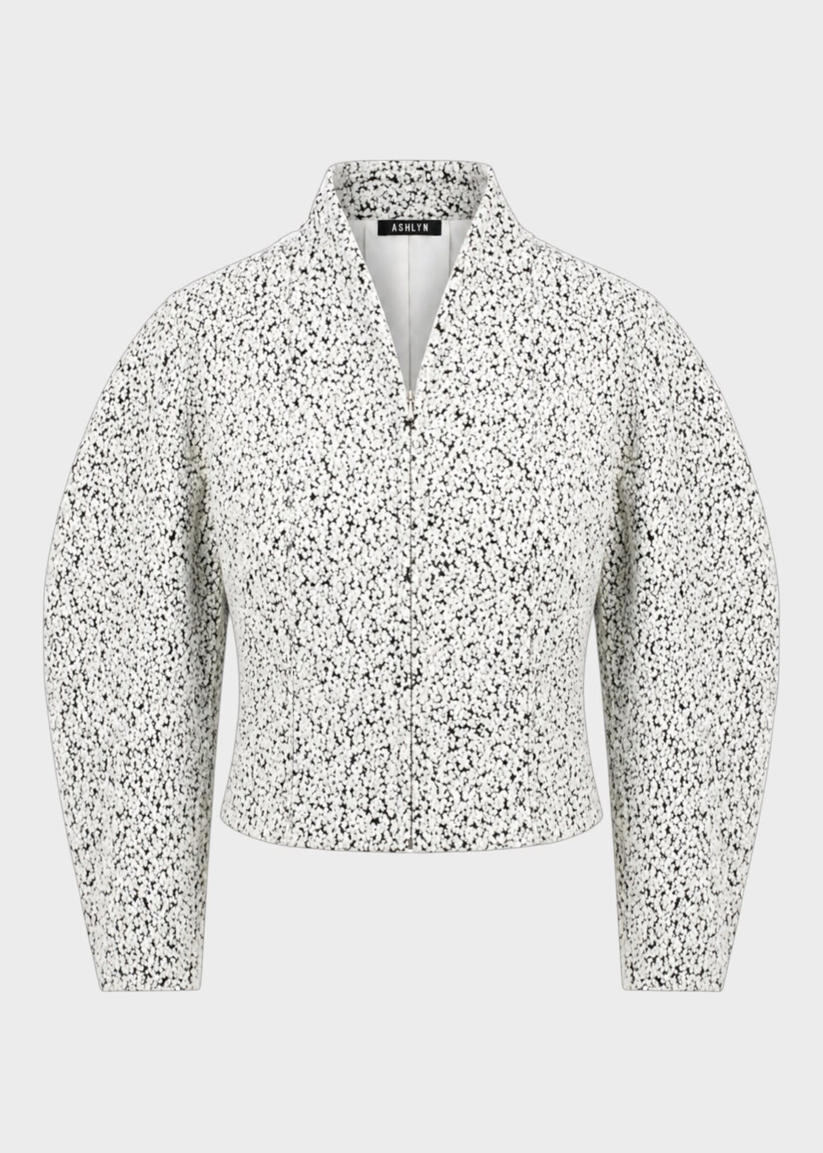 Ashlyn Ashlyn Jacket, White, Milo Boucle Zipped Cropped Jacket In White
