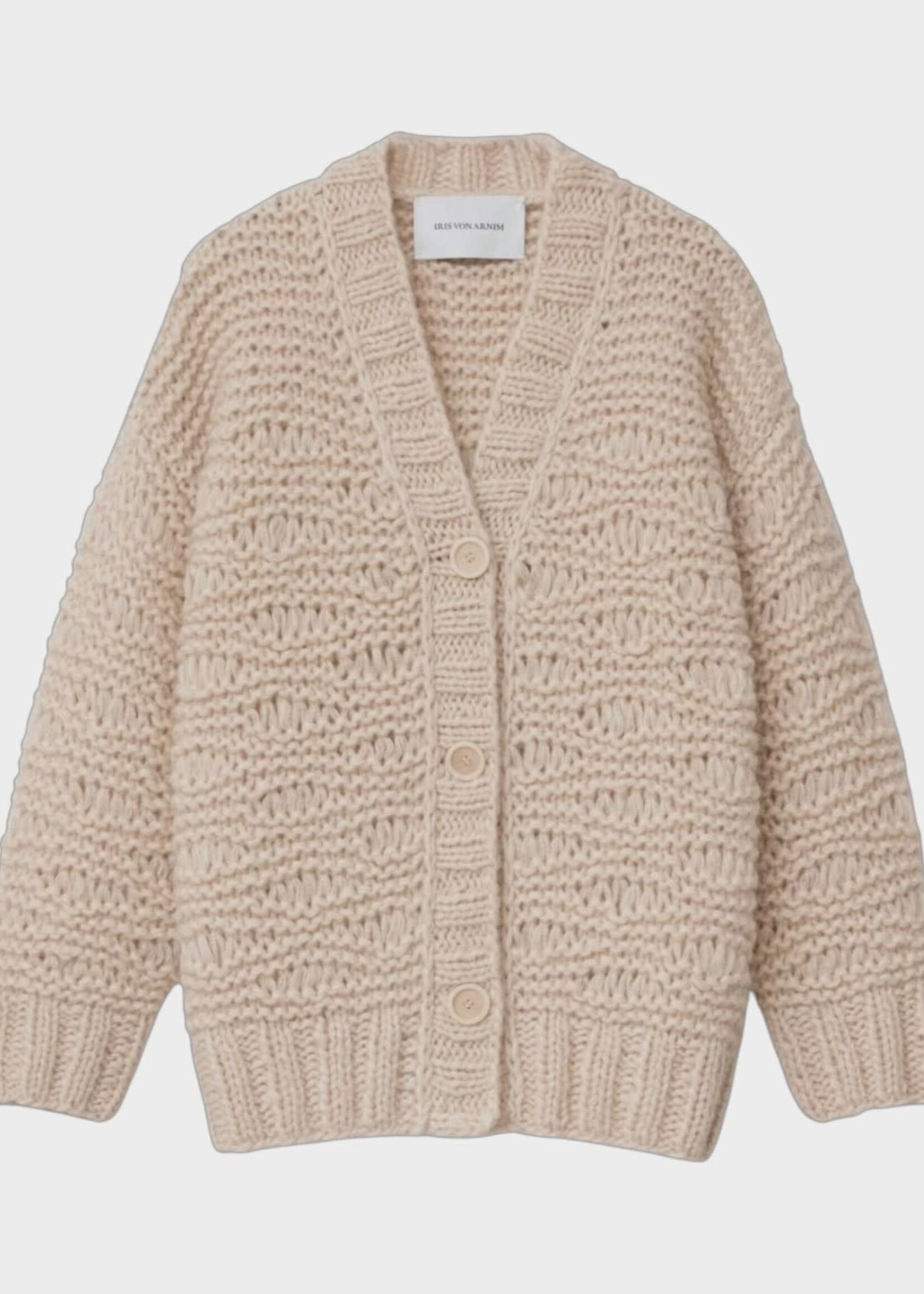 Iris Von Arnim Iris von Arnim Knitwear, White, Iris Iconic 50 Cashmere & Silk V-Neck Cardigan In Alabaster