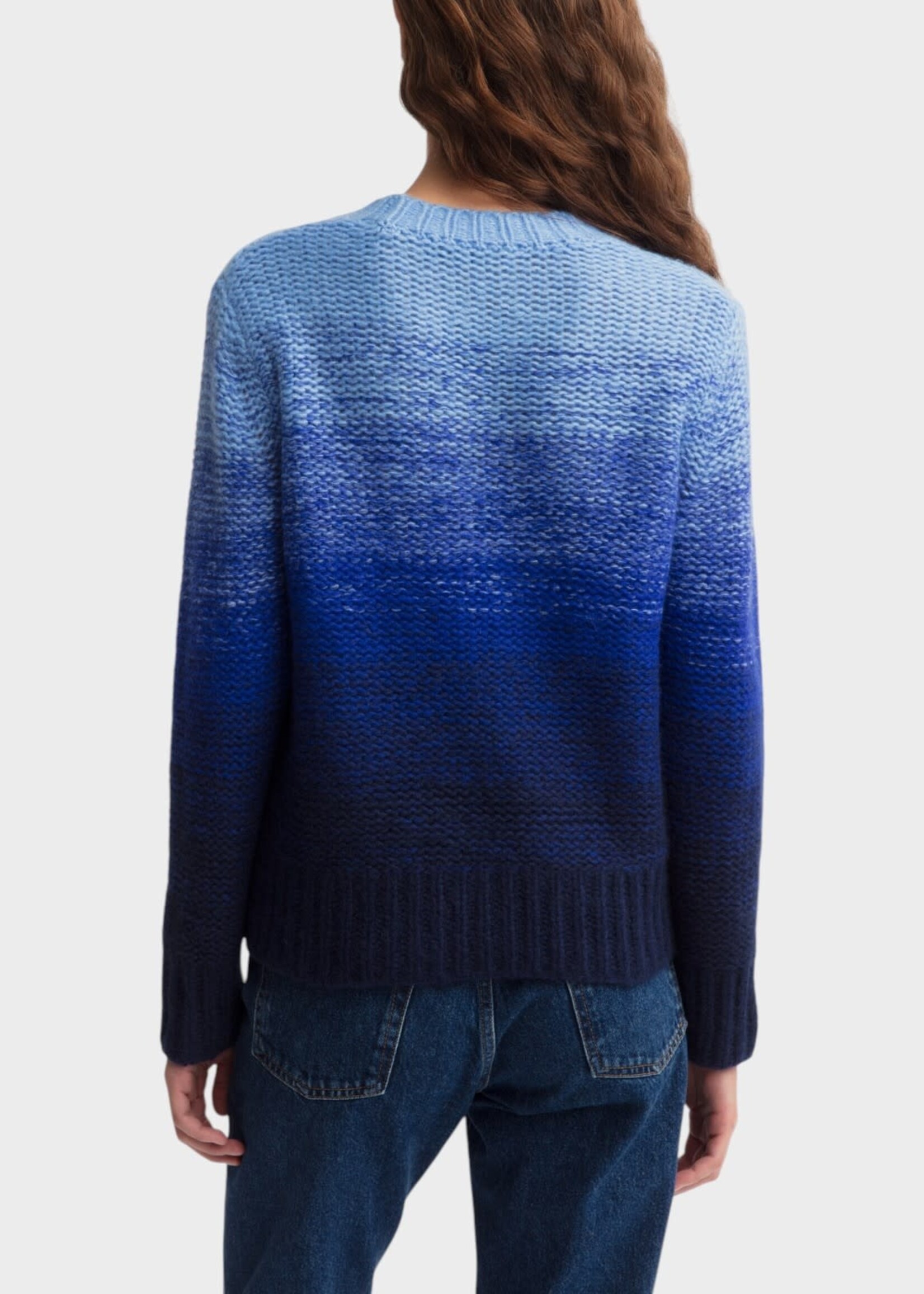 Iris Von Arnim Iris von Arnim Knitwear, Blue, Rainbow Degradé 50 Cashmere Crew Neck Sweater In Marine & Azur