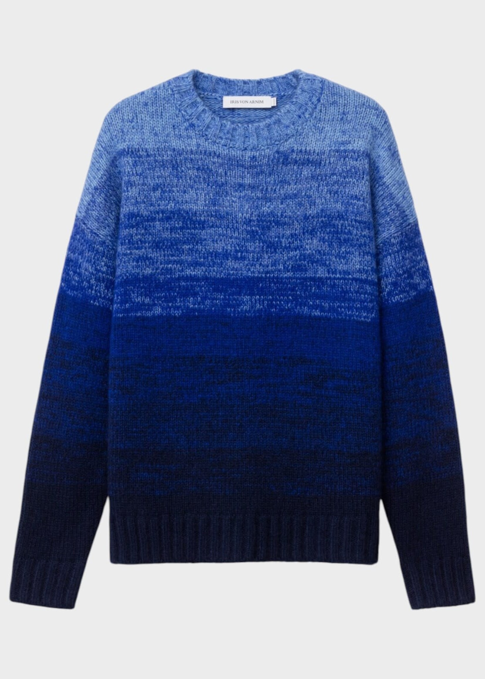 Iris Von Arnim Iris von Arnim Knitwear, Blue, Rainbow Degradé 50 Cashmere Crew Neck Sweater In Marine & Azur