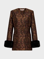 Destree Destree Top, Print, Lea Structured Jacket in Black & Rust w/ Garden Motif