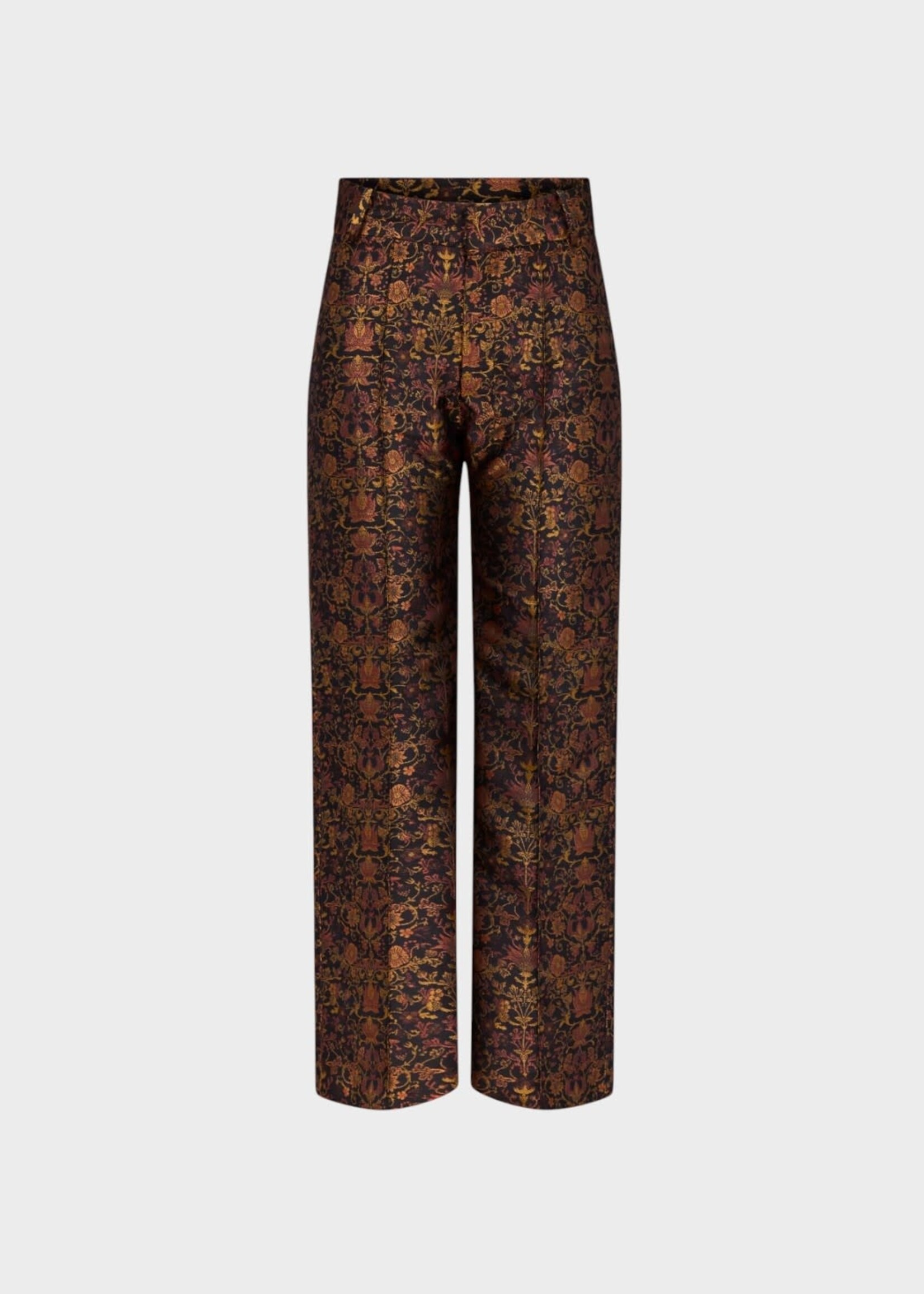 Destree Destree Trousers, Print, Yoshitomo Tailored Pants in Black & Rust w/ Garden Motif
