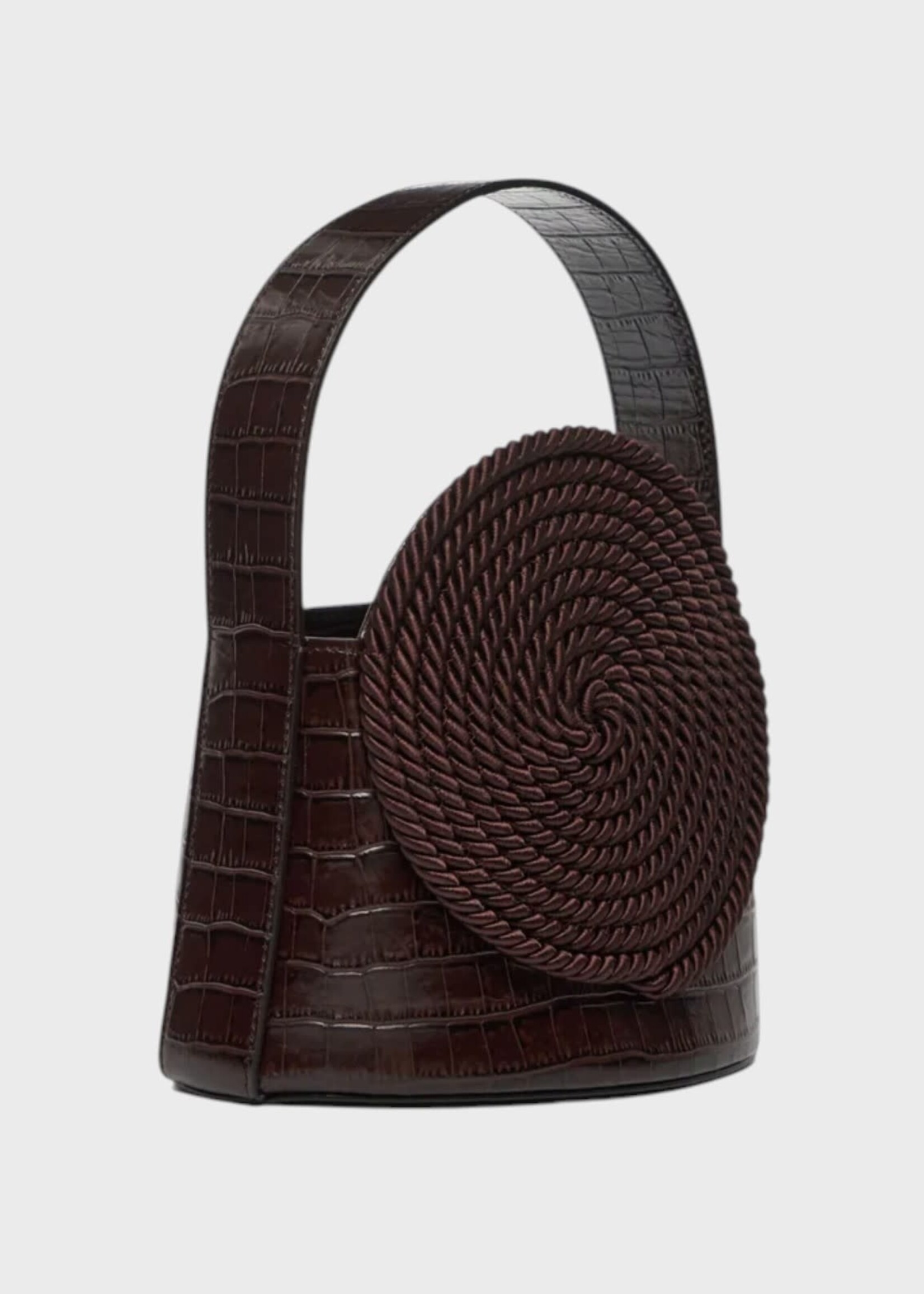 Destree Destree Bag, Brown, Gunther Croco Embossed Passementerie Bag in Dark Brown
